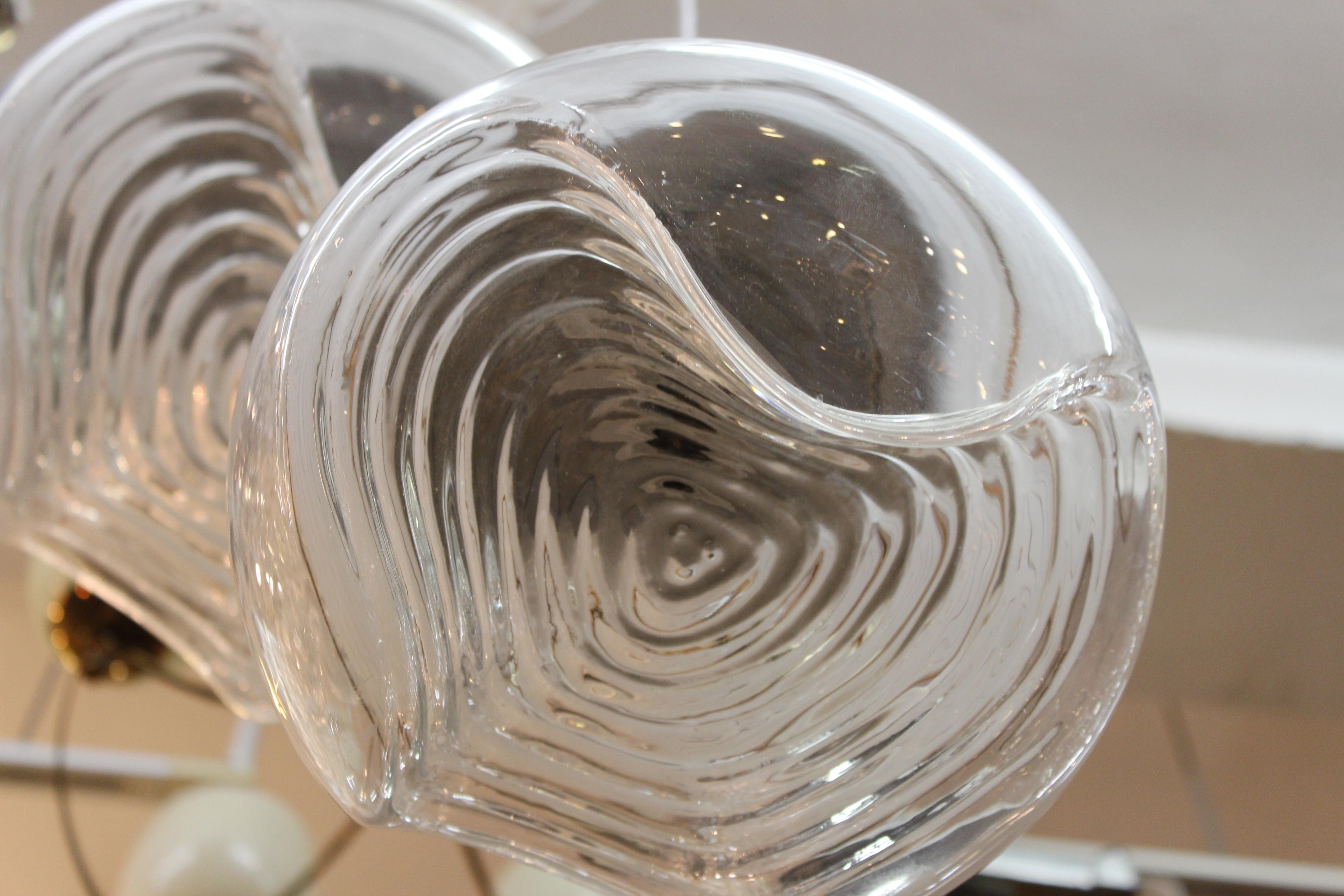 Metal Modernist Sculptural Triple Glass Globe Pendant For Sale