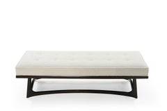 Modernist Sculptural Walnut Bench in Bouclé