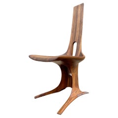 Vintage Modernist Sculptural Walnut Chair by Edward G. Livingston for Archotypo (1970)