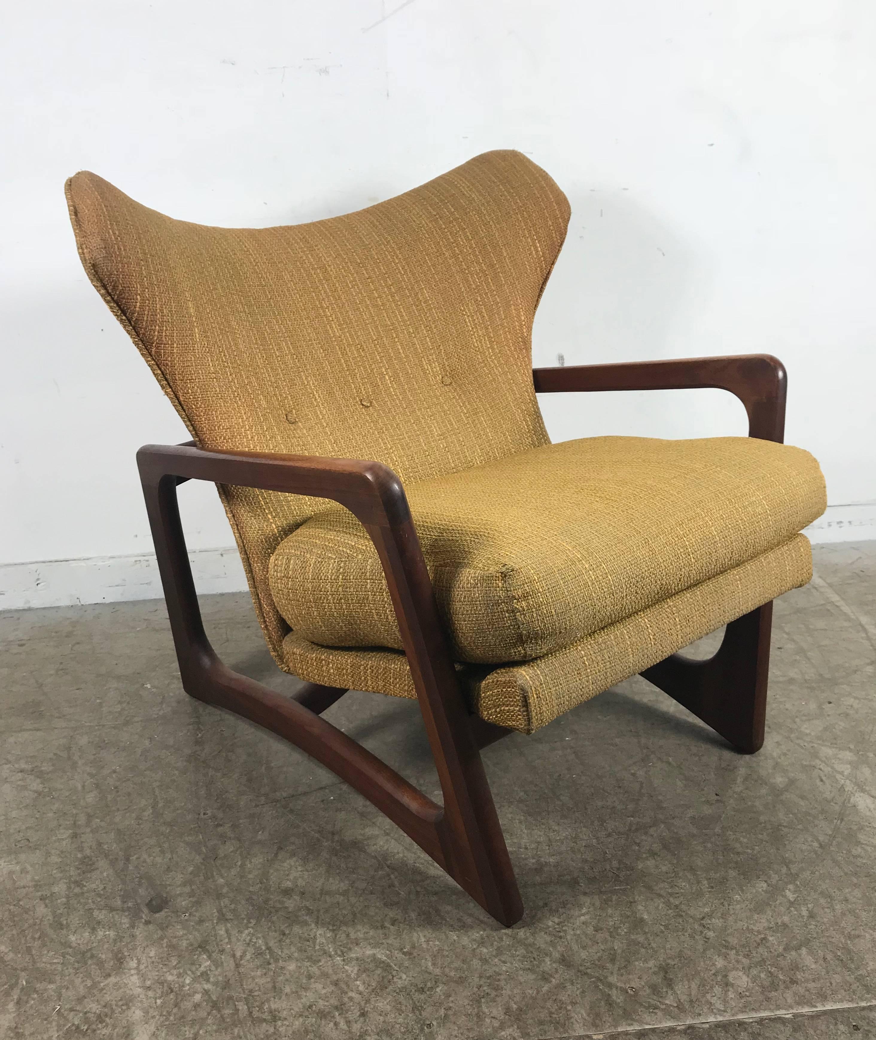 Modernist Sculptural Walnut Wing Back Lounge Chair by Adrian Pearsall 1
