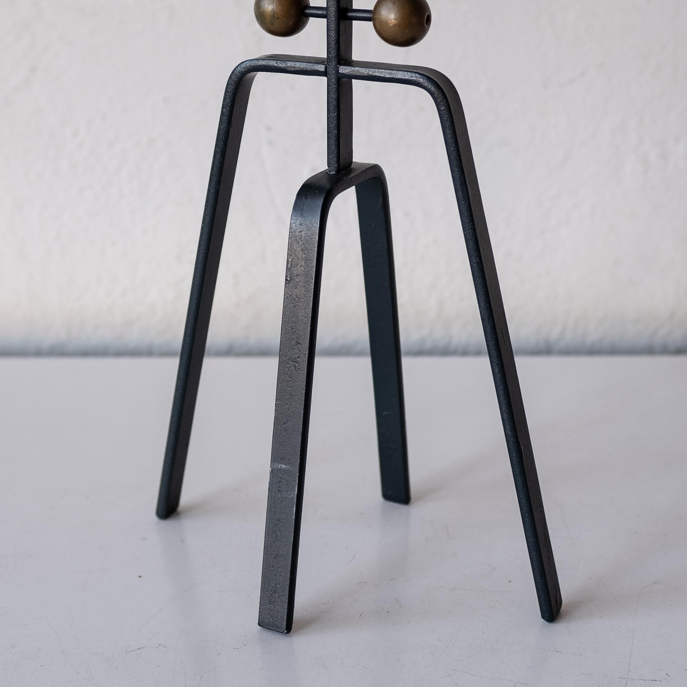 Modernist Sculptural Wood and Iron Candle Holder In Good Condition For Sale In San Diego, CA