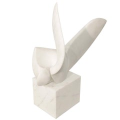 Modernist  Carved Marble Swan Sculpture by Jack Zajack, USA, 1960s