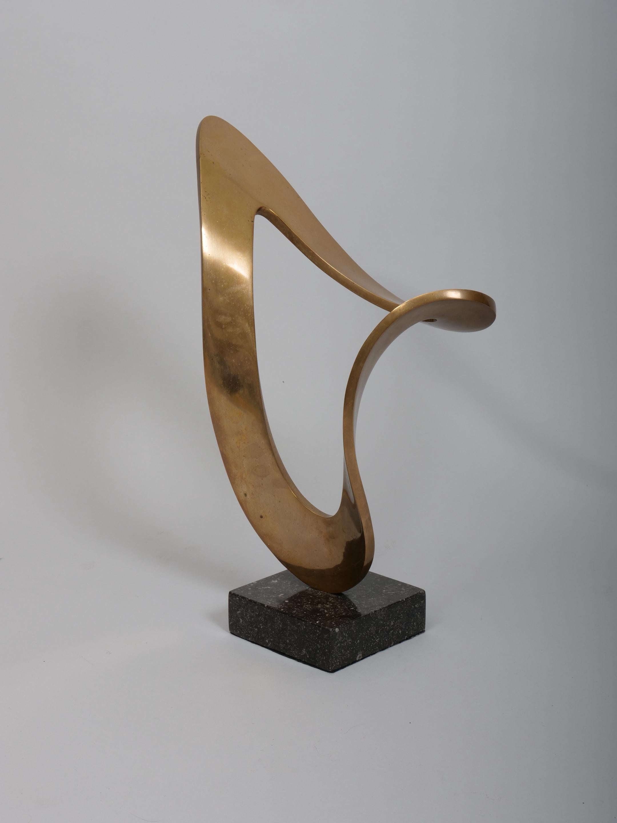 Modernist sculpture in brass with marble base