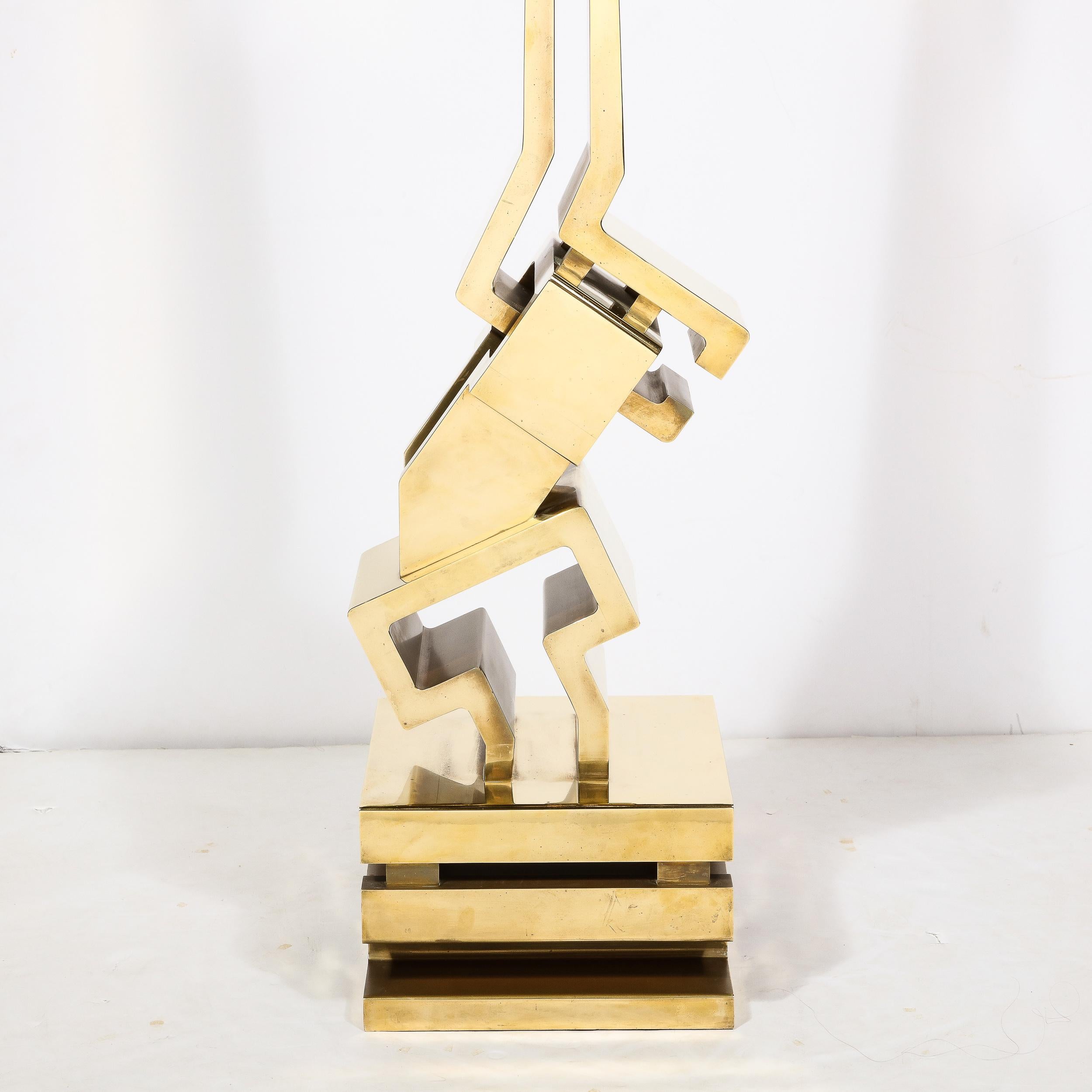 Modernist Sculpture In Polished Brass on Travertine Base by Giorgio Zennaro  13