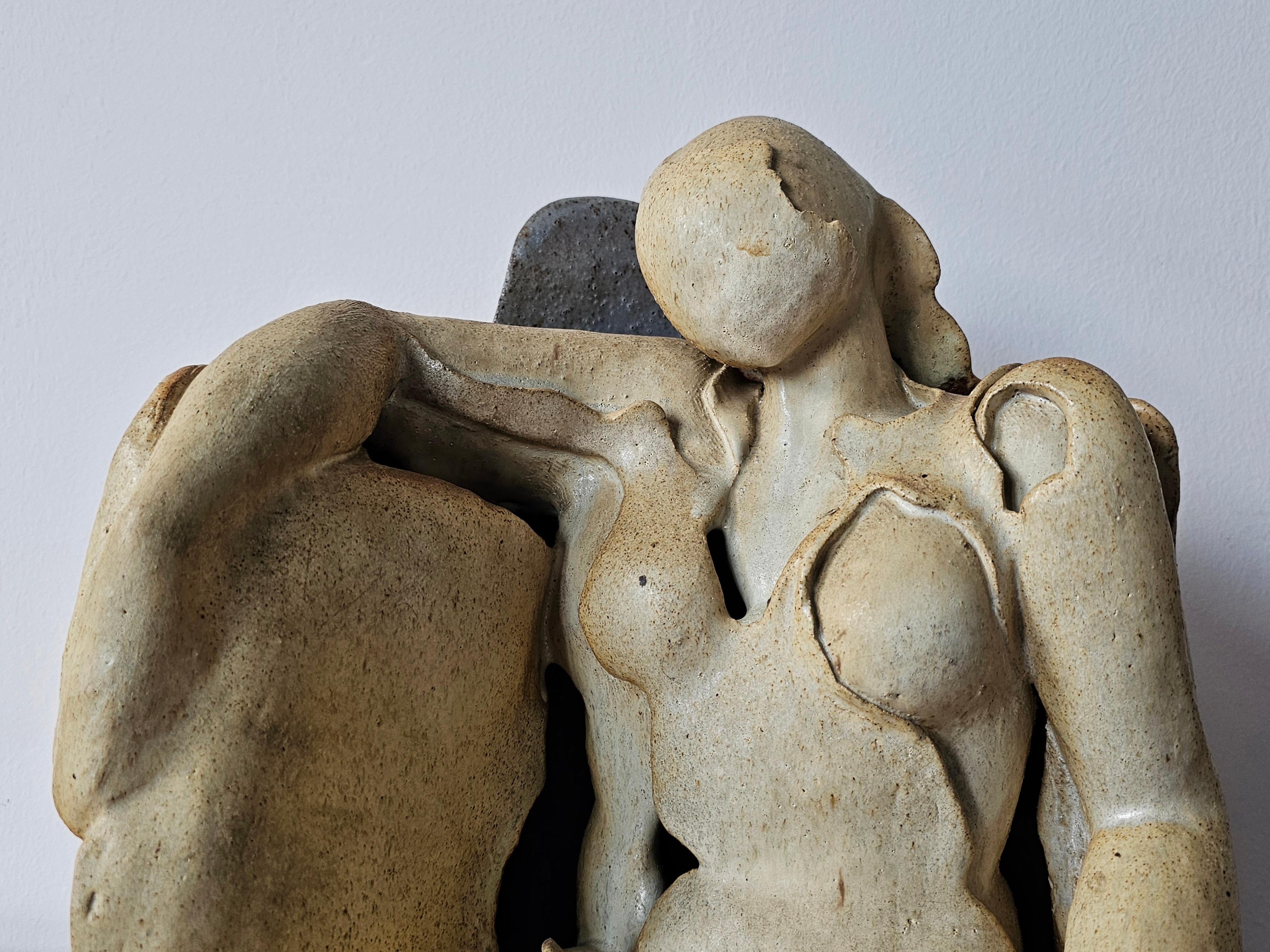 Serbian Modernist Sculpture of a female nude done in ceramics, Yugoslavia 1970s For Sale