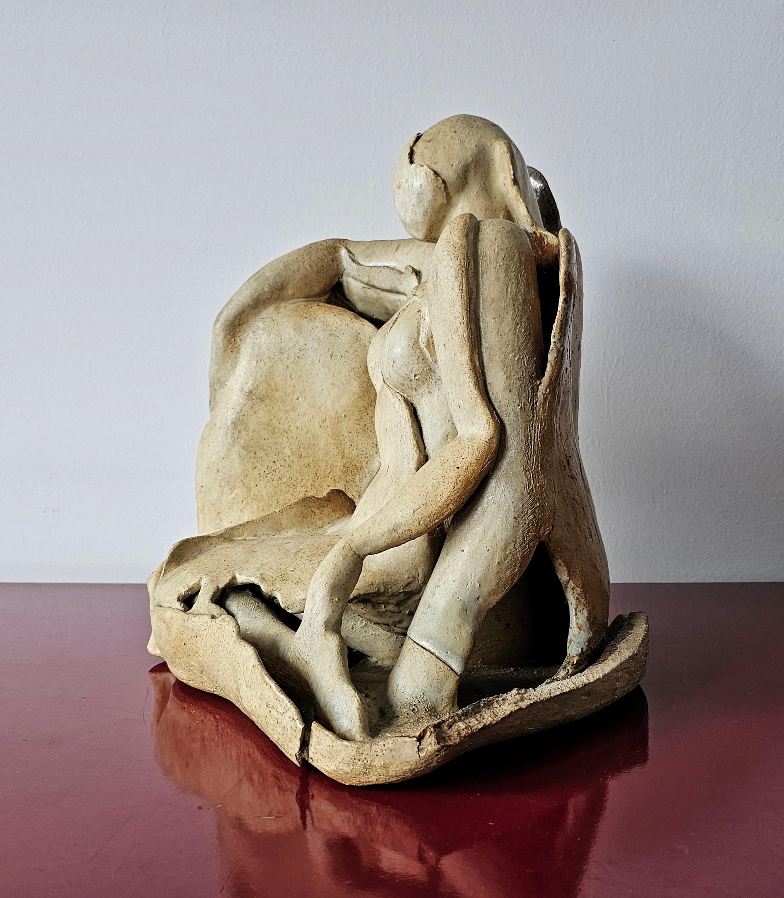 Late 20th Century Modernist Sculpture of a female nude done in ceramics, Yugoslavia 1970s For Sale
