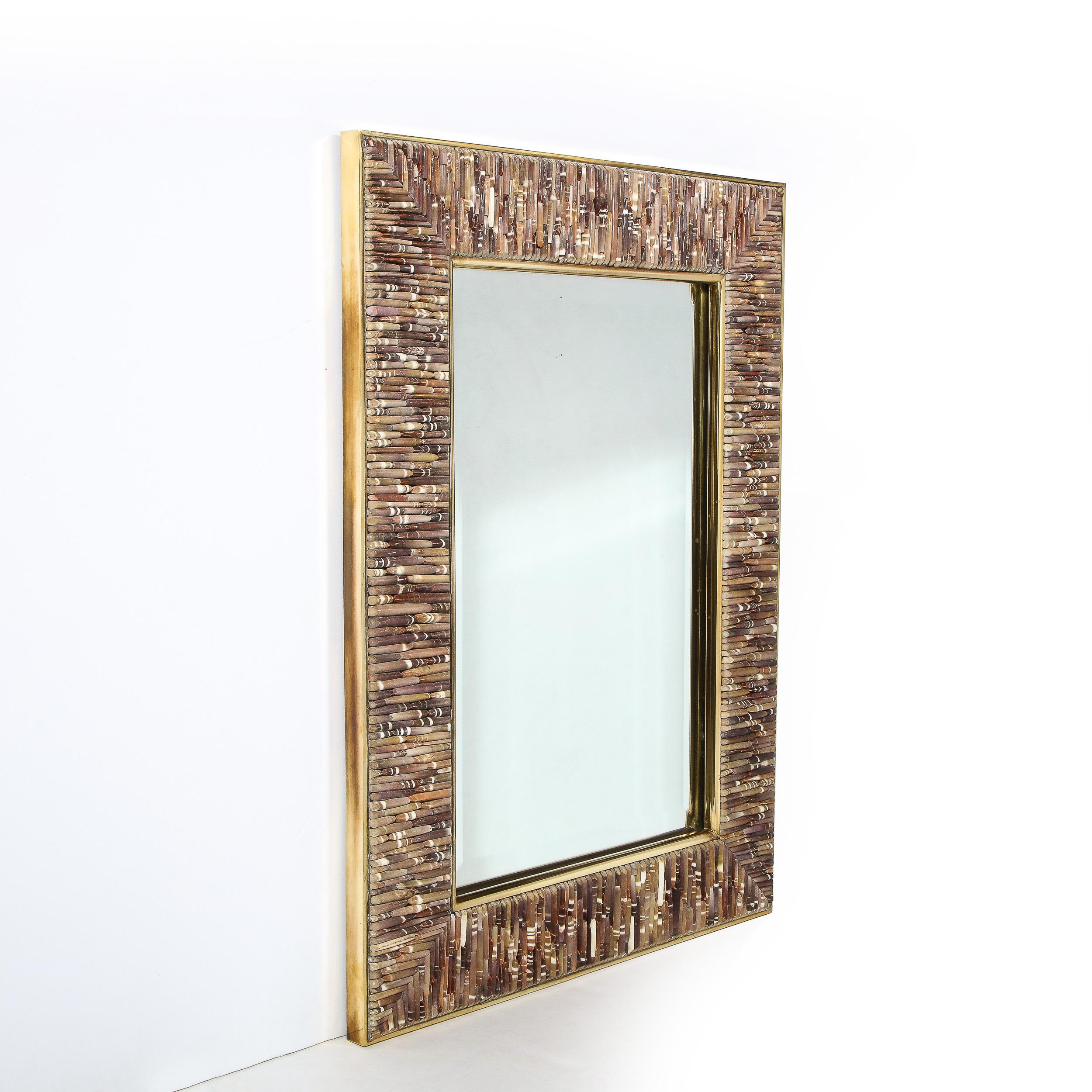 This Mirror in the style of Joseph Varsas is a potent example of nature’s constant and inseparable influence on designers and the art they produce. Designed and fabricated in the United States Circa 1980, this piece is framed in stunning Sea Urchin