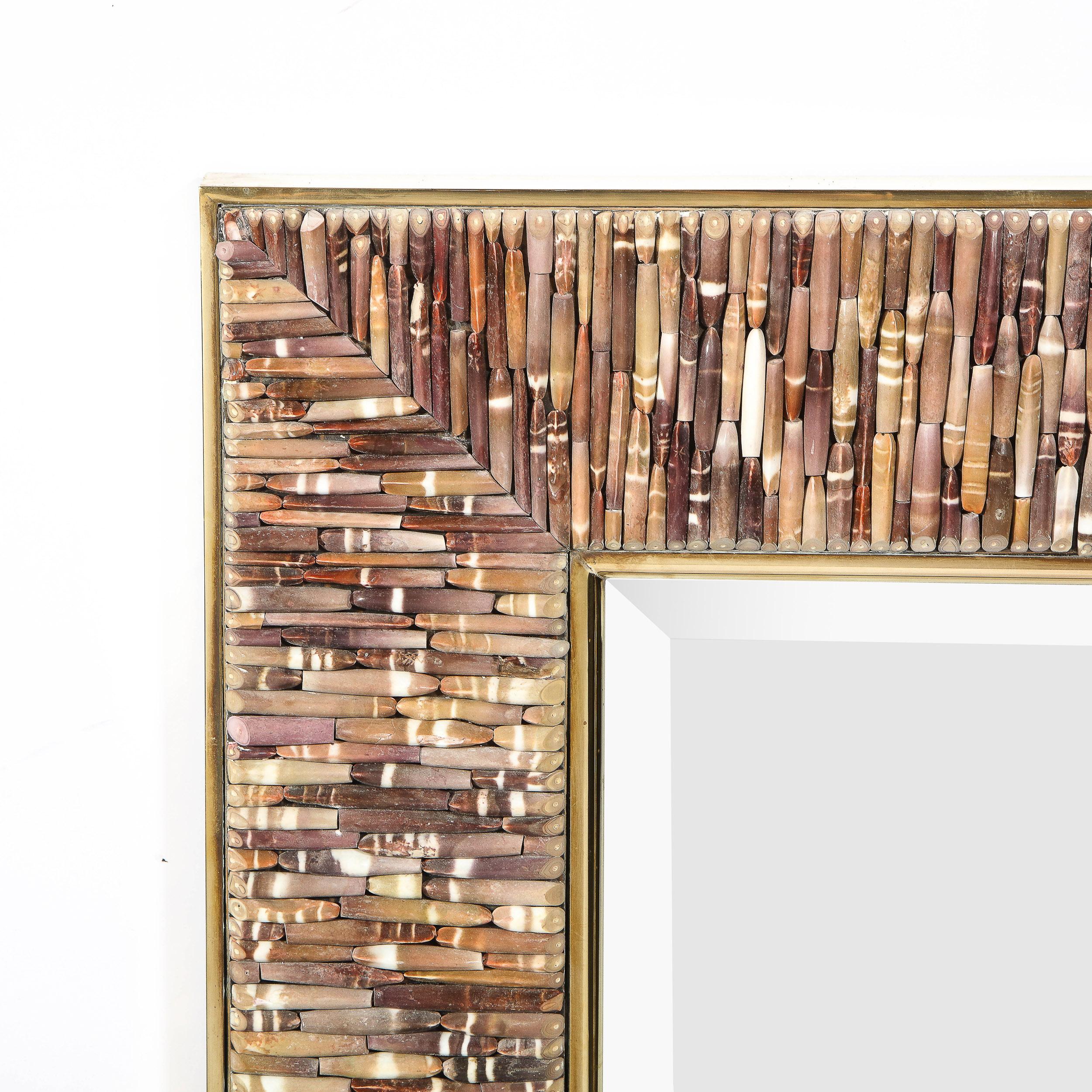 Mid-Century Modern Modernist Sea Urchin Spine Mirror in Sculpted Brass in Style of Joseph Varsas For Sale