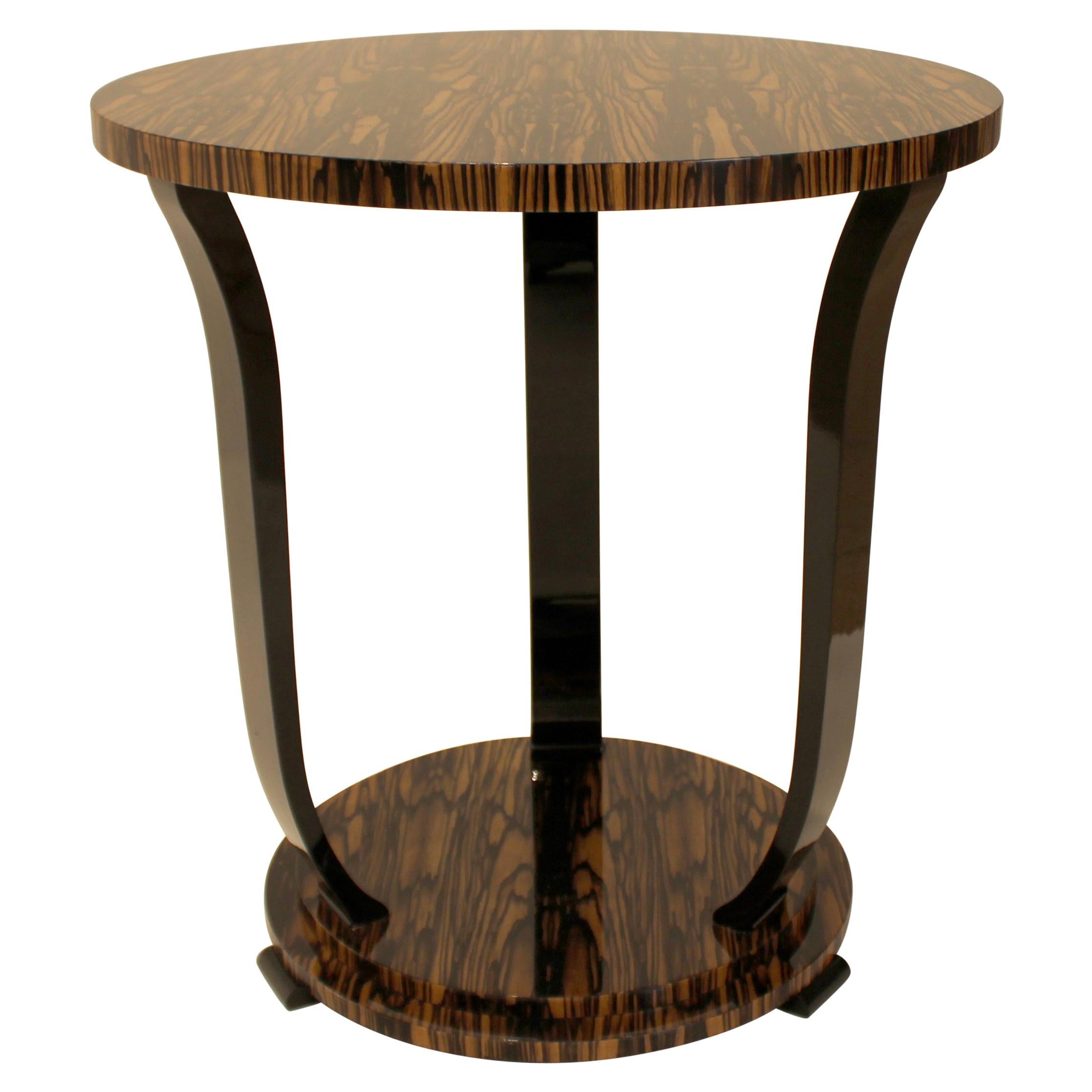 Modernist series Round side table in White Ebony Macassar Veneer