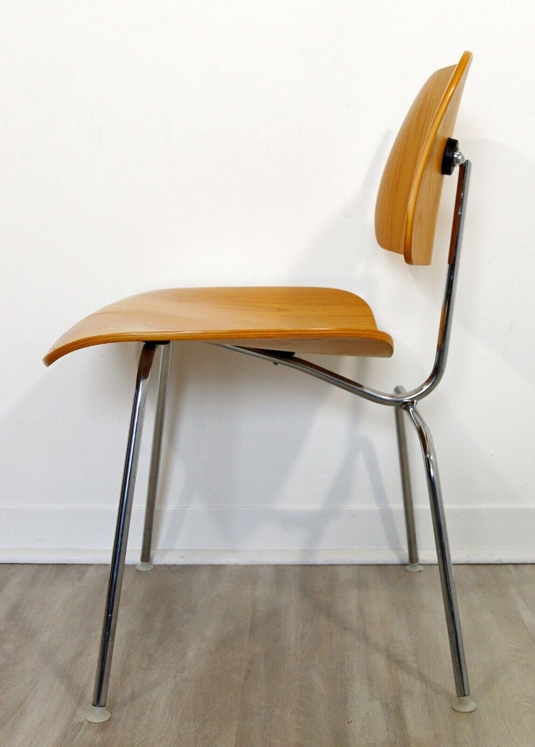 Modernist Set of 4 Eames for Herman Miller DCW Chrome Wood Chairs 2000s ...
