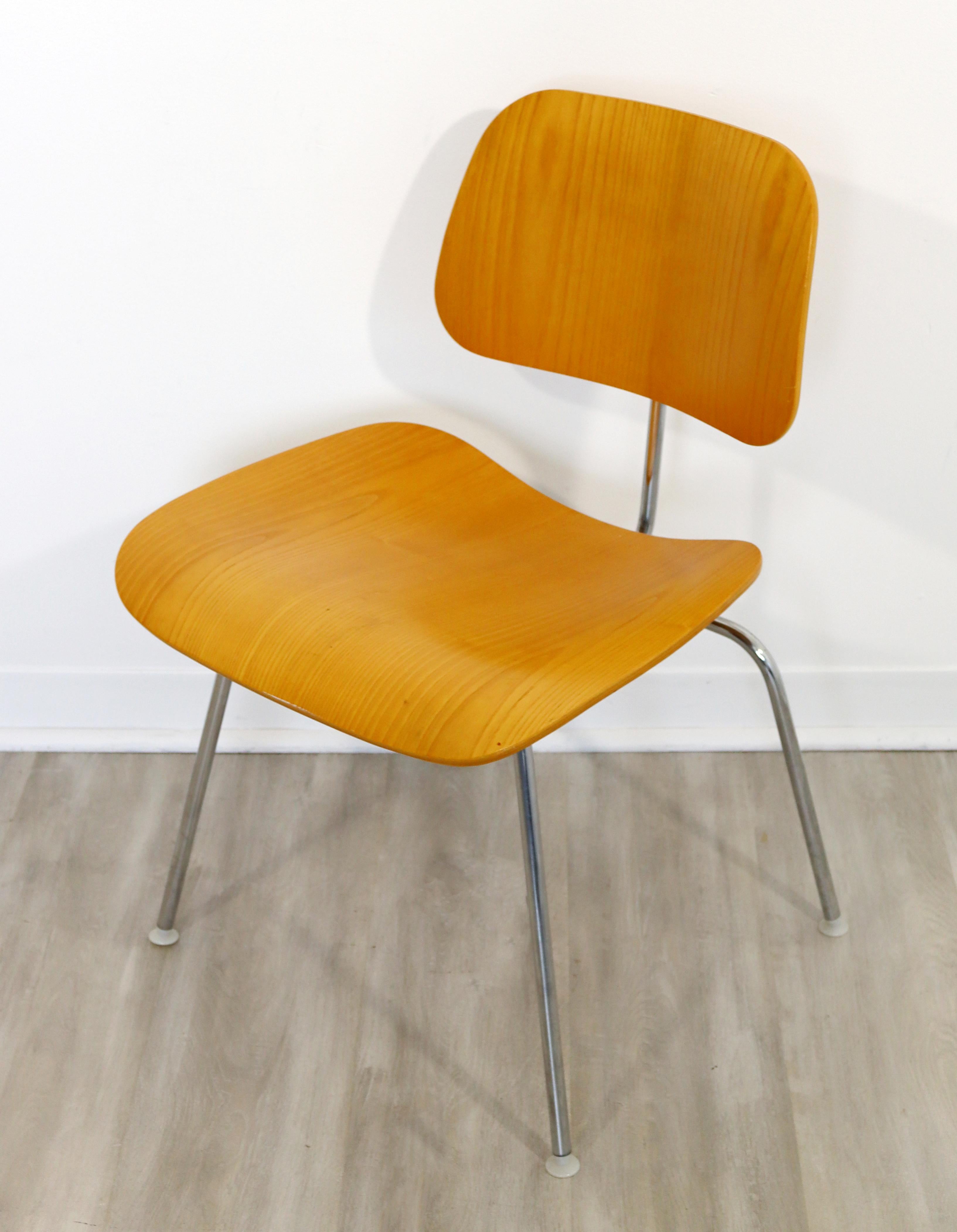 Mid-Century Modern Modernist Set of 8 Eames for Herman Miller DCW Chrome Wood Chairs, 2000s