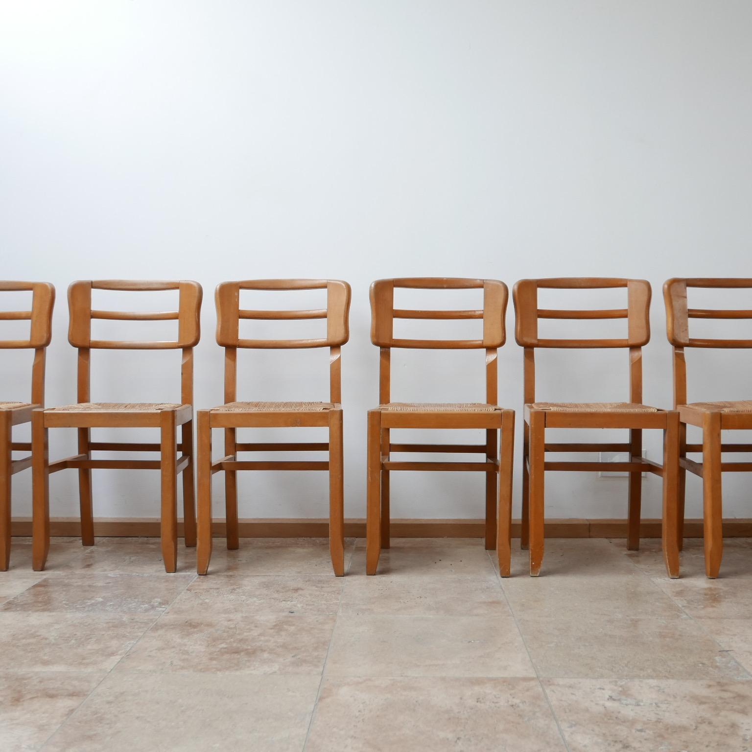 Modernist Set of Six Midcentury French Dining Chairs by Pierre Cruege 1
