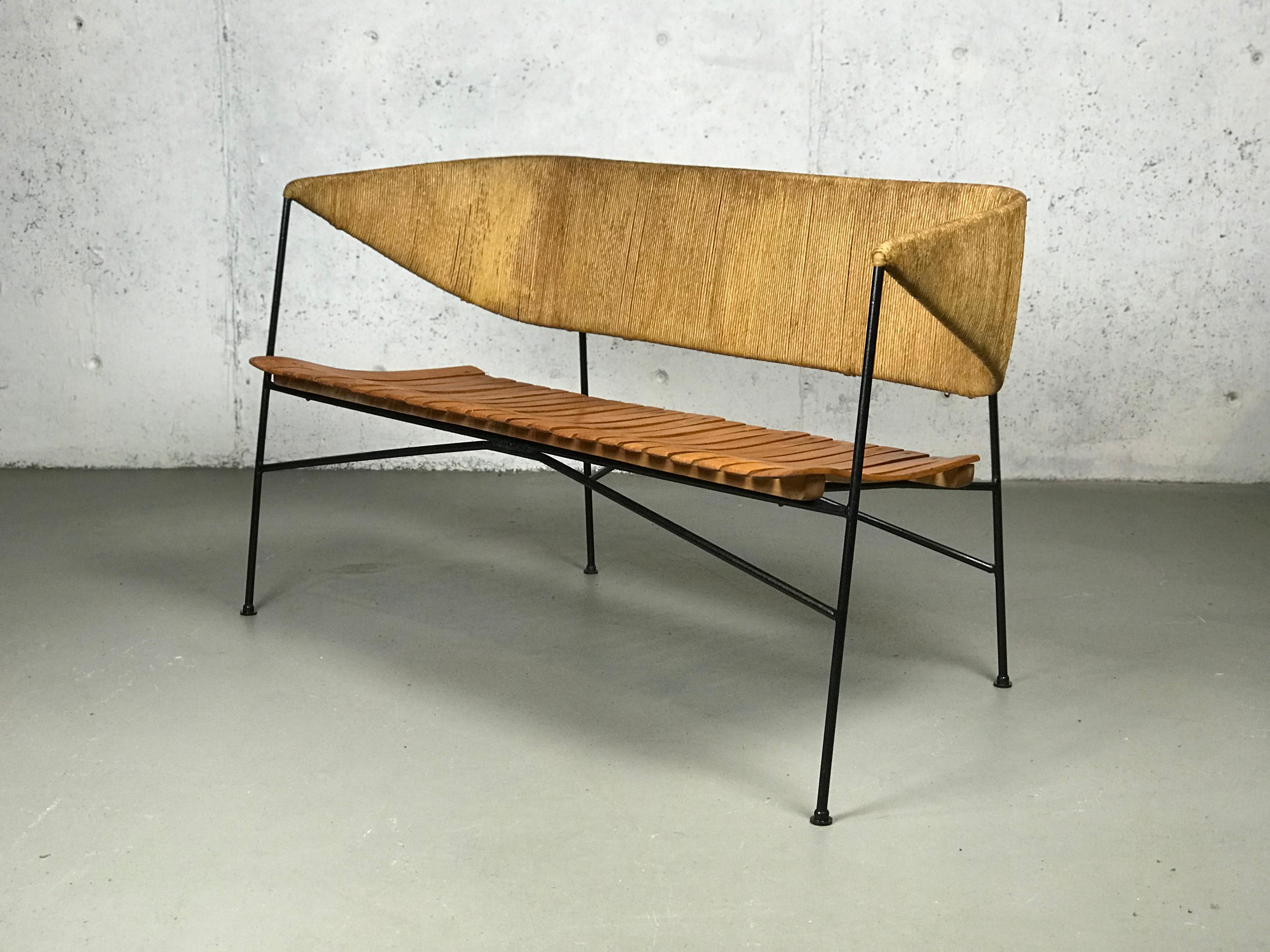 Modernist Settee by Arthur Umanoff for Shaver Howard & Raymor Loveseat Bench 8