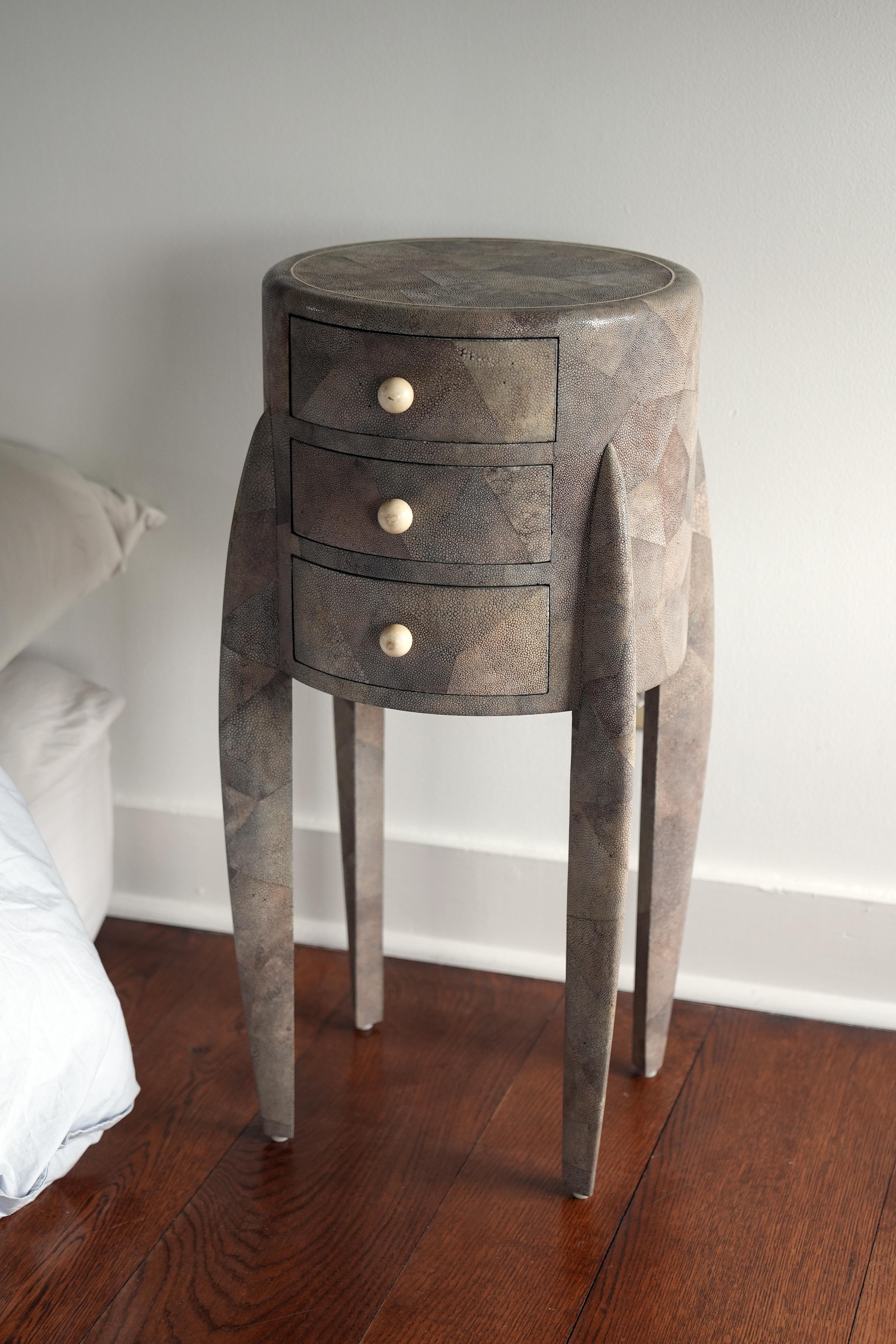 Modernist Shagreen side table
Custom. Sculptural design.