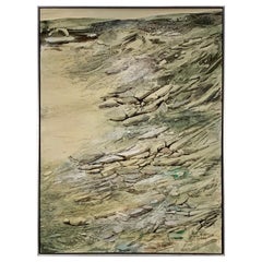 Modernist Shoreline Landscape Painting by Harry Day, circa 1960s