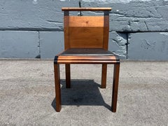 Modernist Side Chair, Belgium, Wood, Black Leather, 1980s