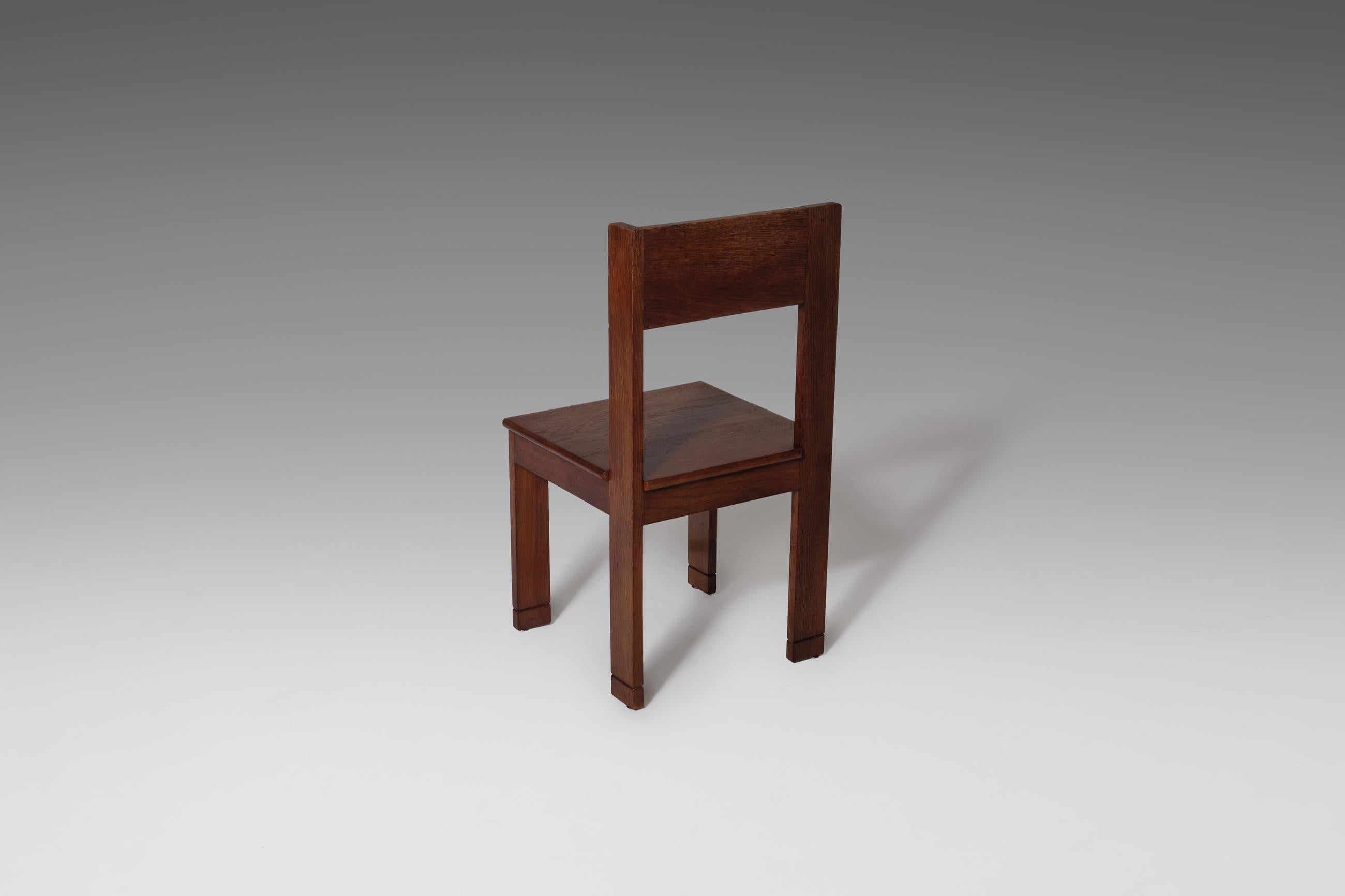 Oak Modernist Side Chair by L.O.V., 1920s