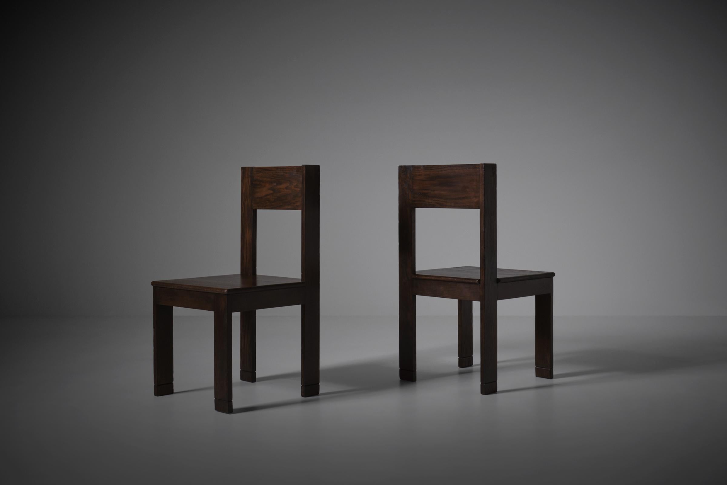 Oak Modernist Side Chairs by L.O.V. Oosterbeek, the Netherlands, 1920s For Sale