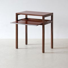 Modernist Side Table by Jindrich Halabala, Stained Oak Wood, Linoleum, 1930