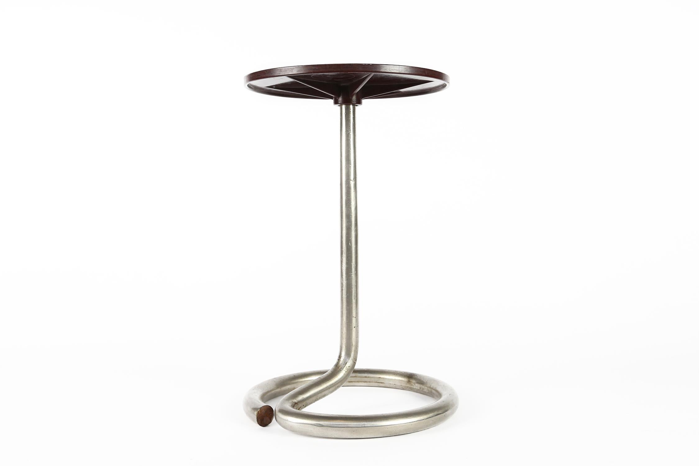 Bauhaus Modernist Side Table by René Herbst for Stablet, France, 1930s