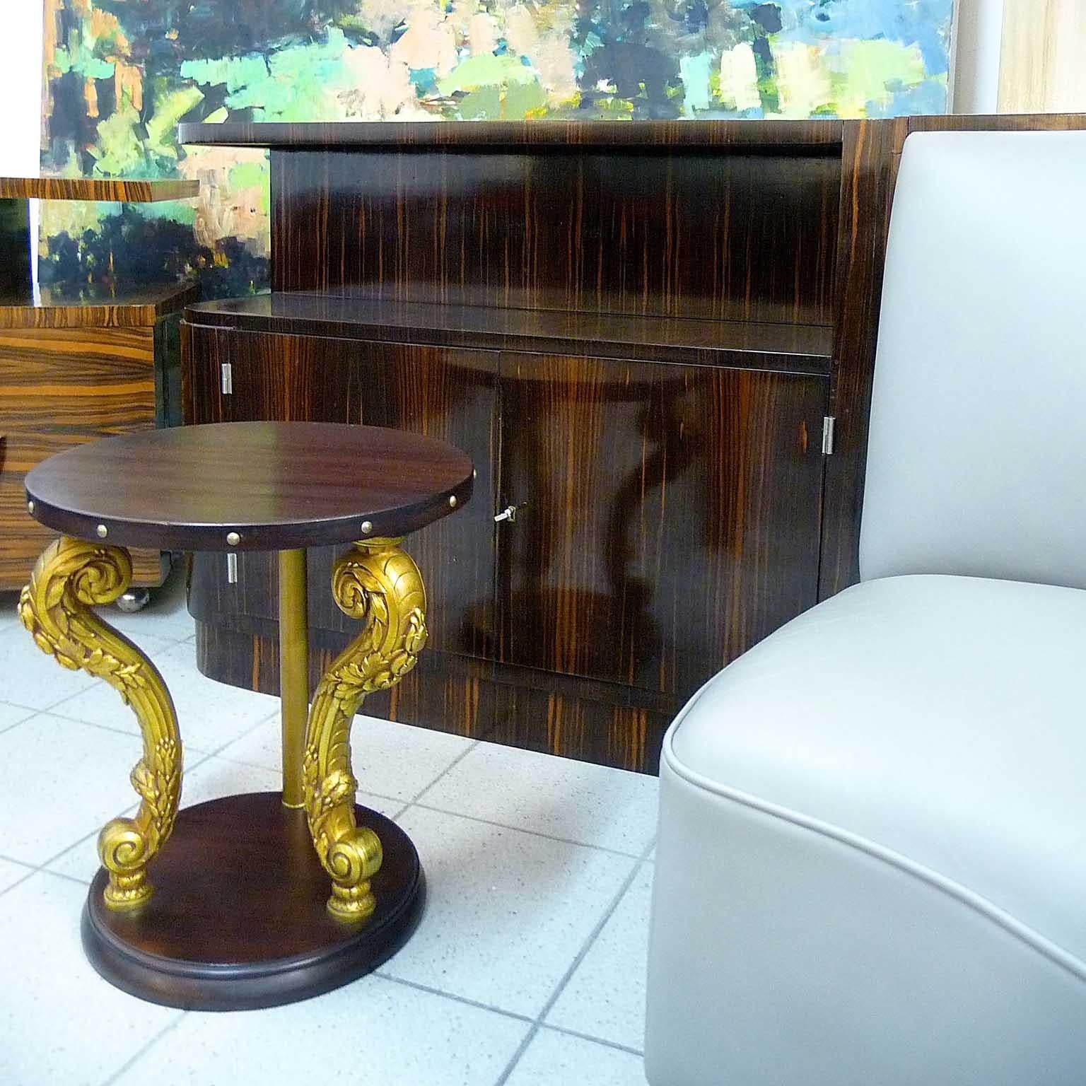 Tavolino modernista in Wood e piedi in bronzo di Valerie Lebis in vendita 3