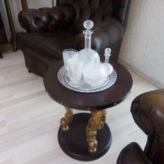 Modernist Side Table in Wood and Bronze Feet By Valerie Lebis