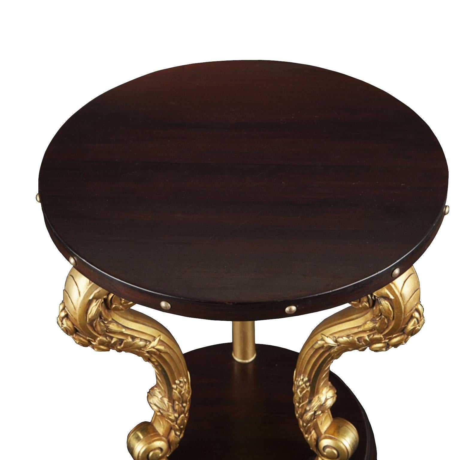 Dorato Tavolino modernista in Wood e piedi in bronzo di Valerie Lebis in vendita