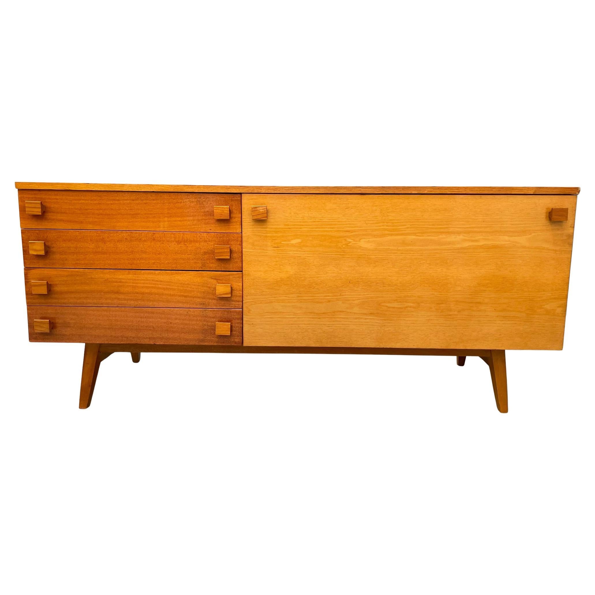Modernist Sideboard with Drop-Down Door, Czechoslovakia, 1970s