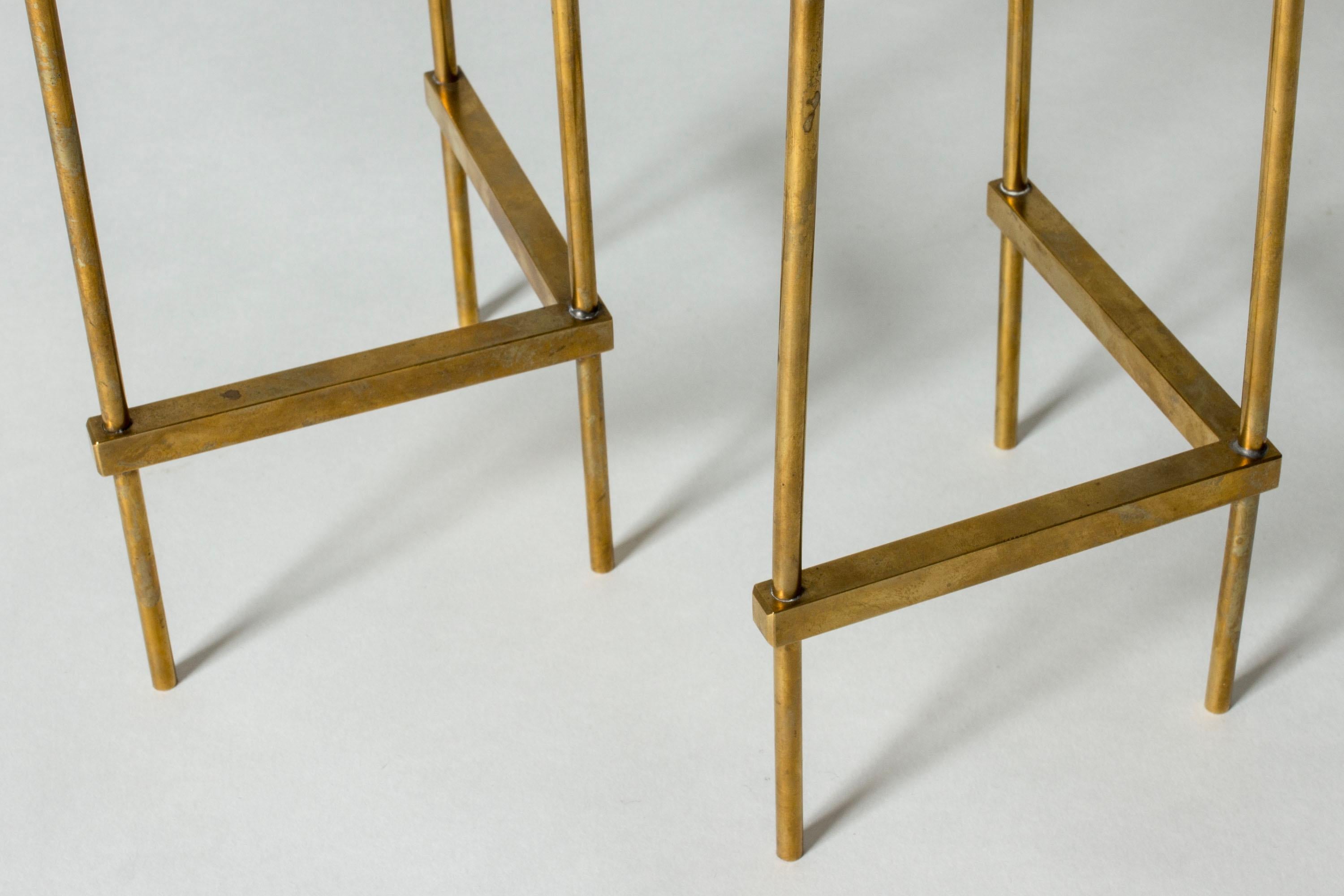 Suédois Chandeliers modernistes en argent et bronze d'Olof Barve, Suède, années 1960 en vente