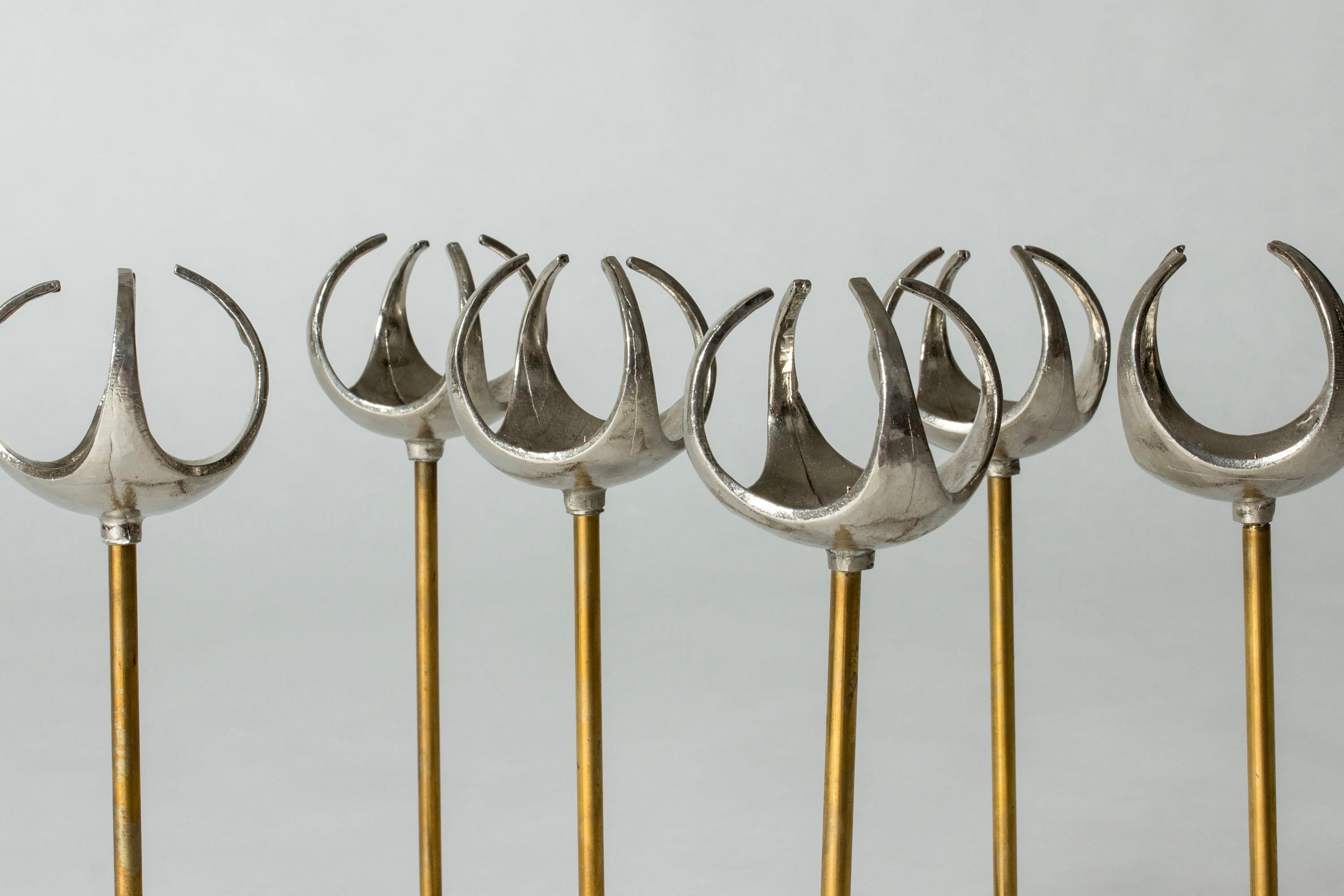 Chandeliers modernistes en argent et bronze d'Olof Barve, Suède, années 1960 Bon état - En vente à Stockholm, SE