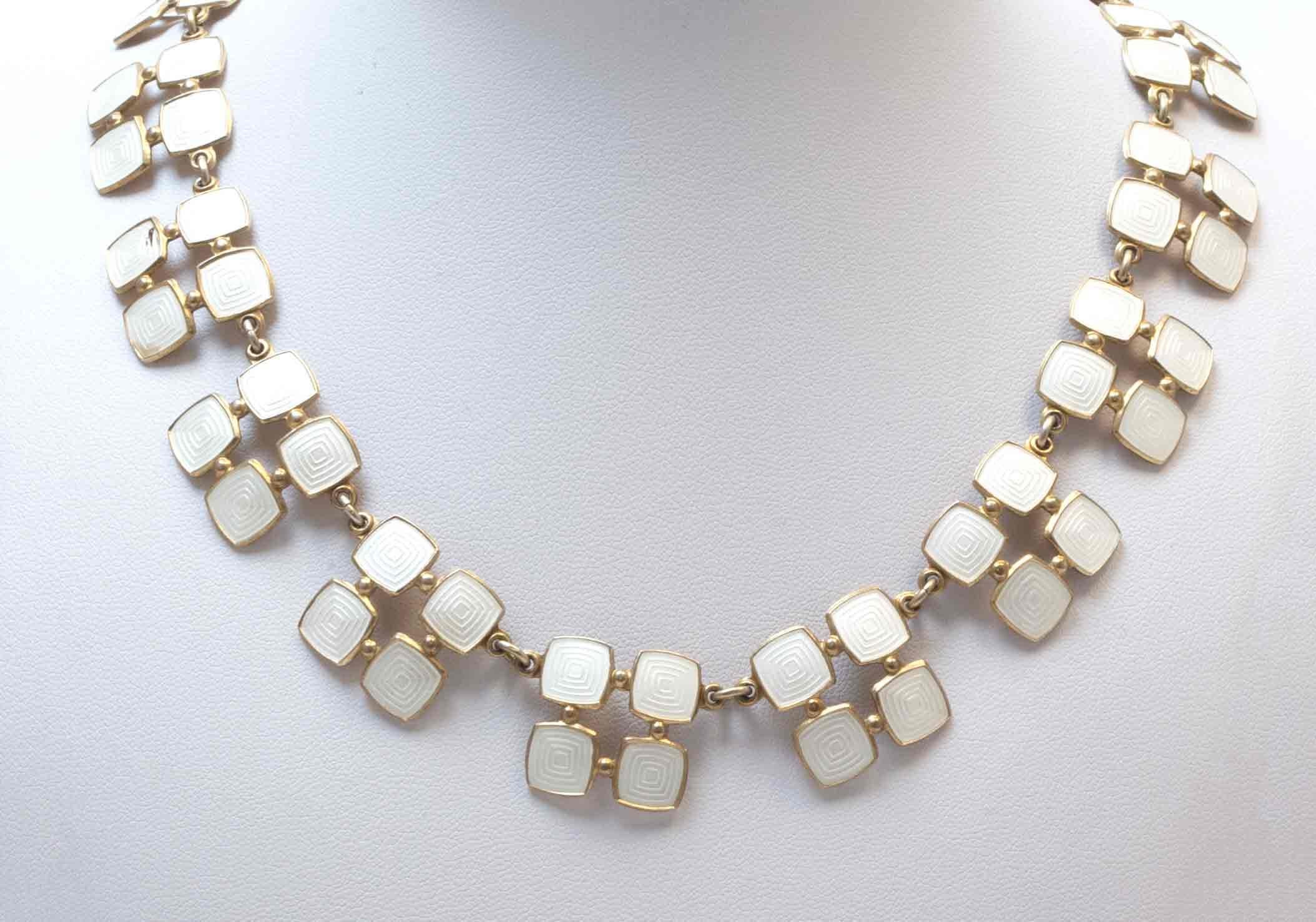 Modernist Silver and Enamel 1960s Collier Necklace by Willy Karlberg For Sale 2