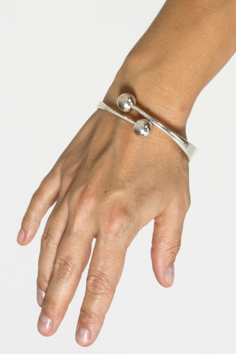 Modernist Silver Bracelet by Bent Gabrielsen Pedersen, Hans Hansen, Denmark For Sale 3