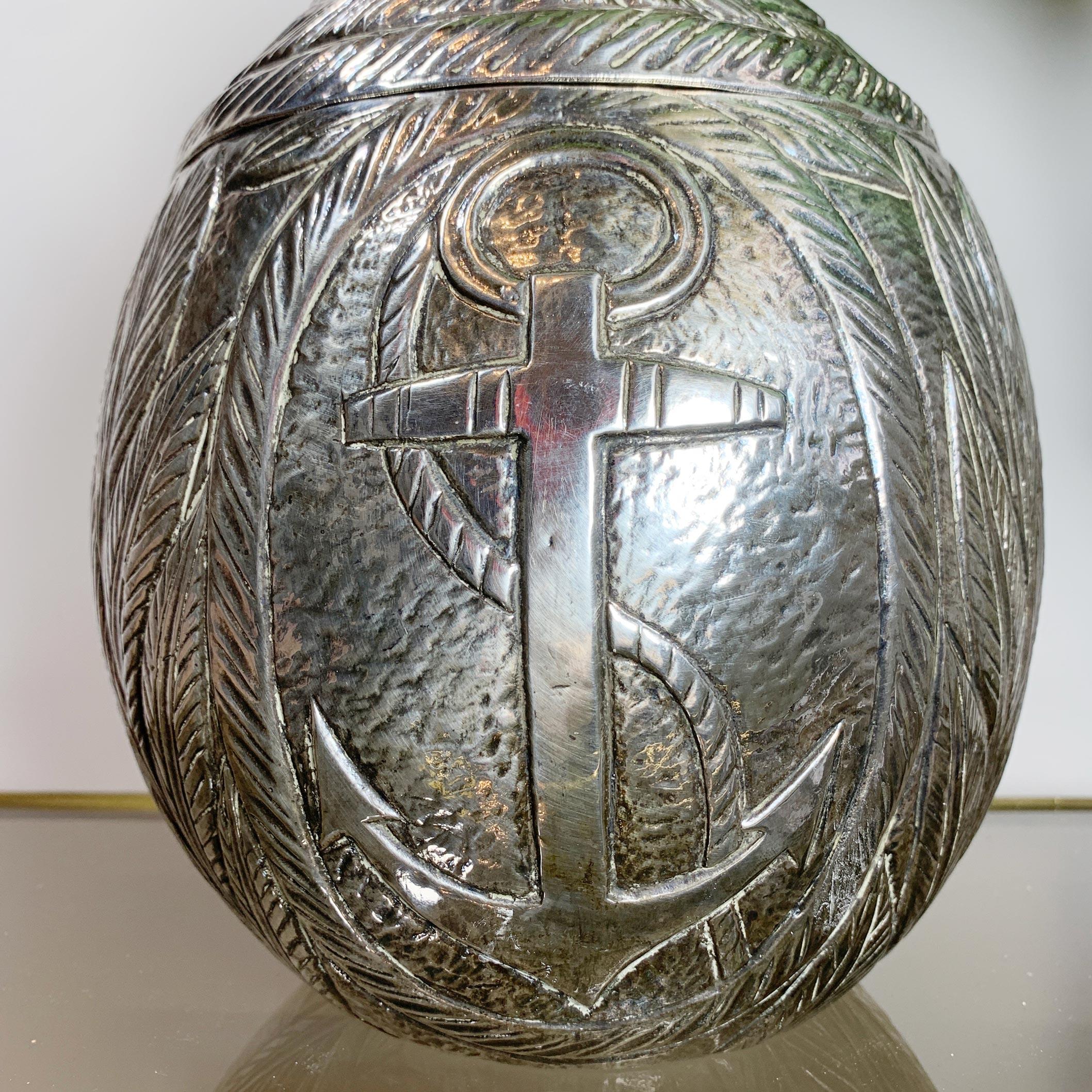 Modernist Silver Breton Design Ice Bucket in the Style of Marc Chagall 1950's For Sale 6