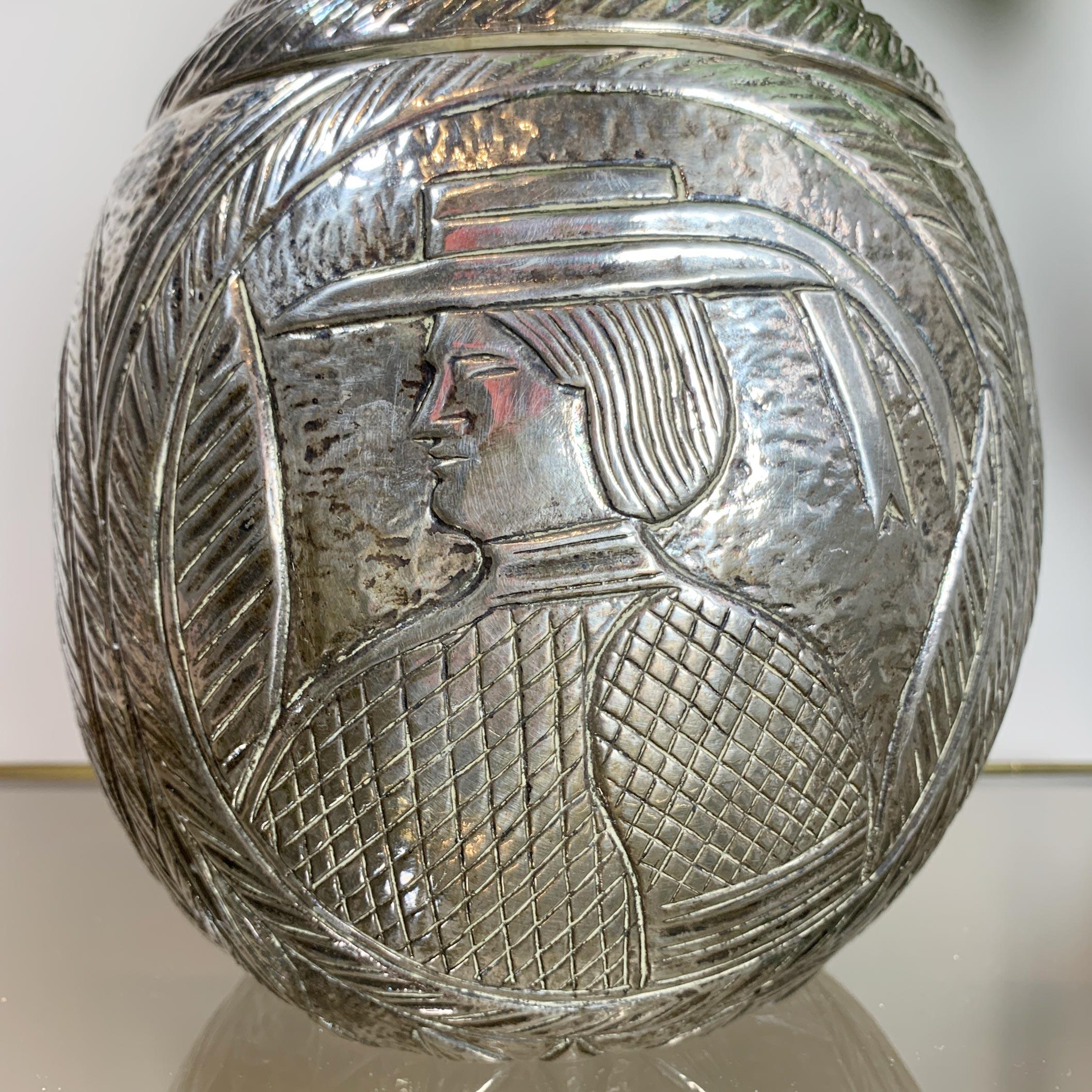 Modernist Silver Breton Design Ice Bucket in the Style of Marc Chagall 1950's For Sale 7