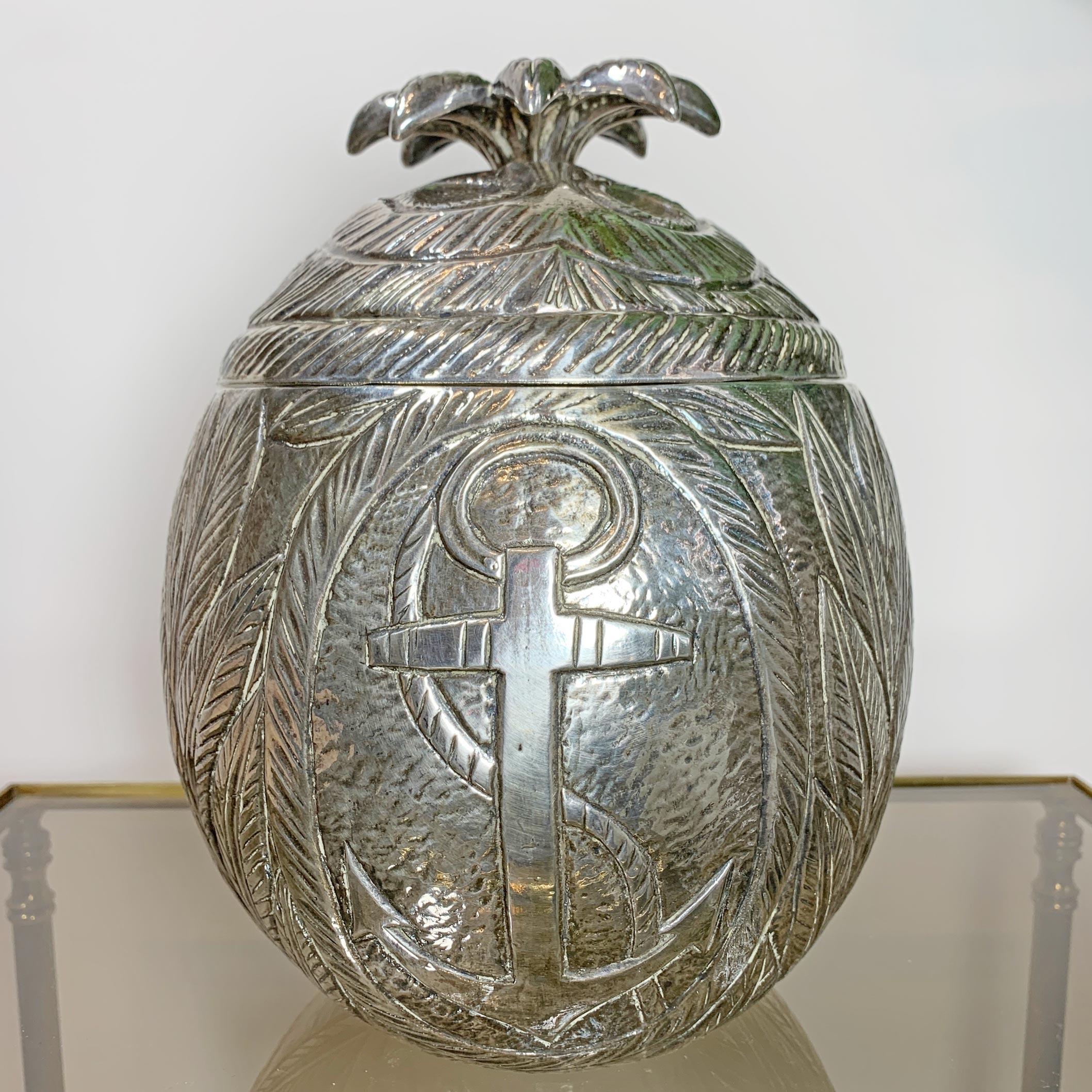 Modernist Silver Breton Design Ice Bucket in the Style of Marc Chagall 1950's For Sale 9