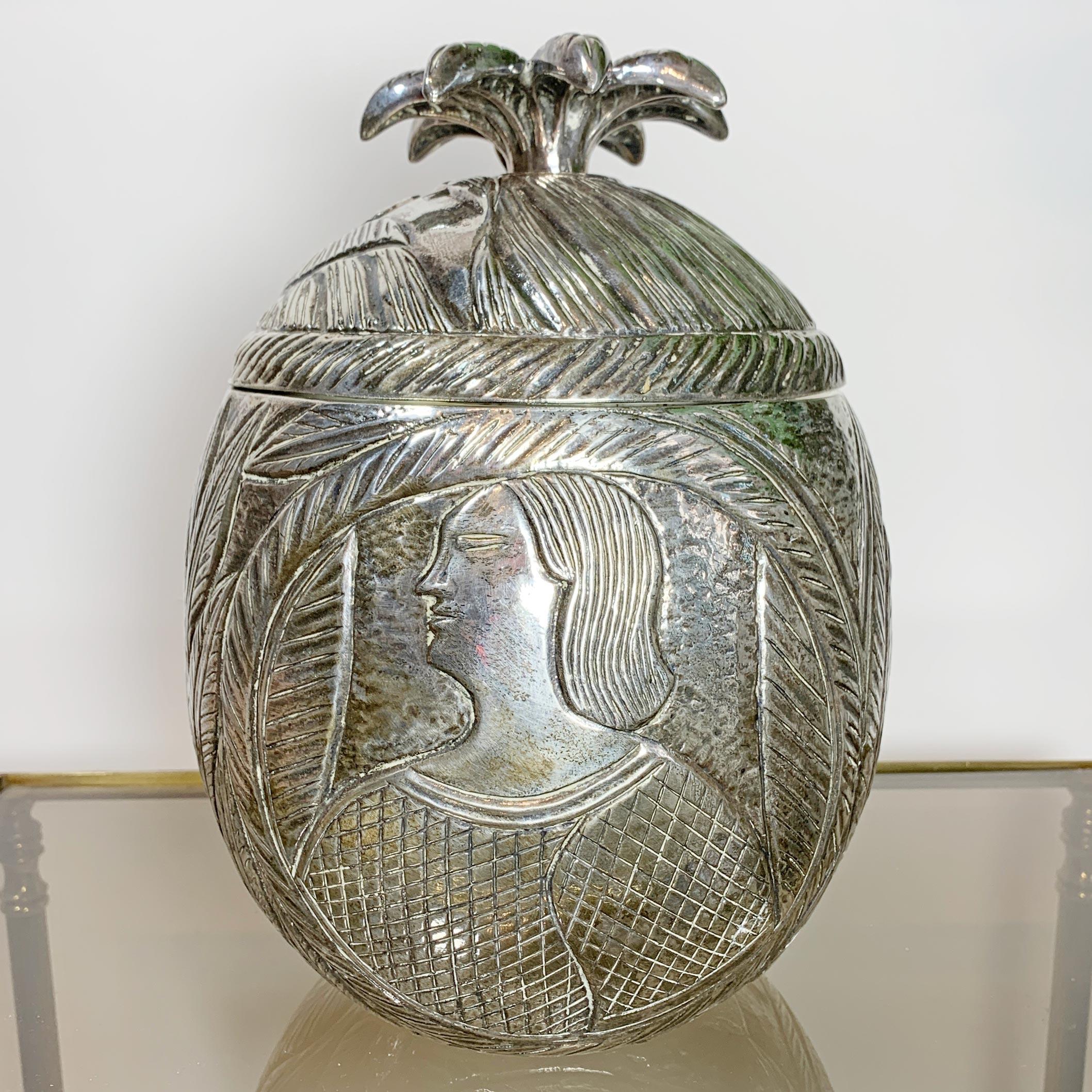 Modernist Silver Breton Design Ice Bucket in the Style of Marc Chagall 1950's For Sale 10