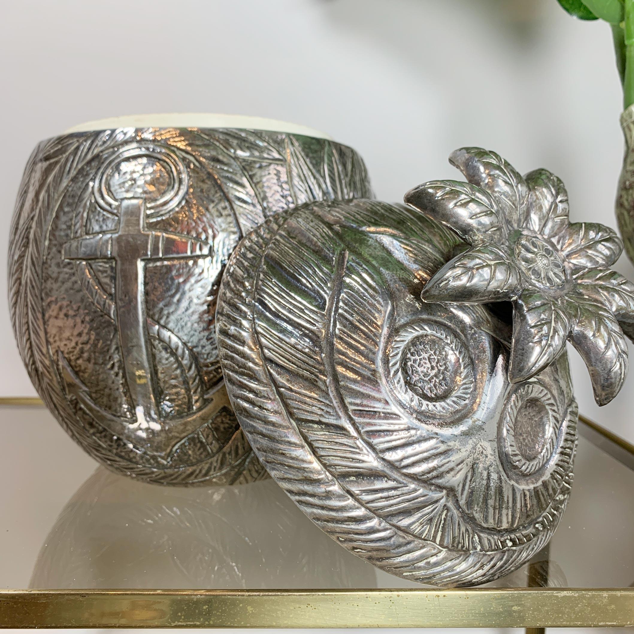 Modernist Silver Breton Design Ice Bucket in the Style of Marc Chagall, 1950s In Good Condition For Sale In Hastings, GB