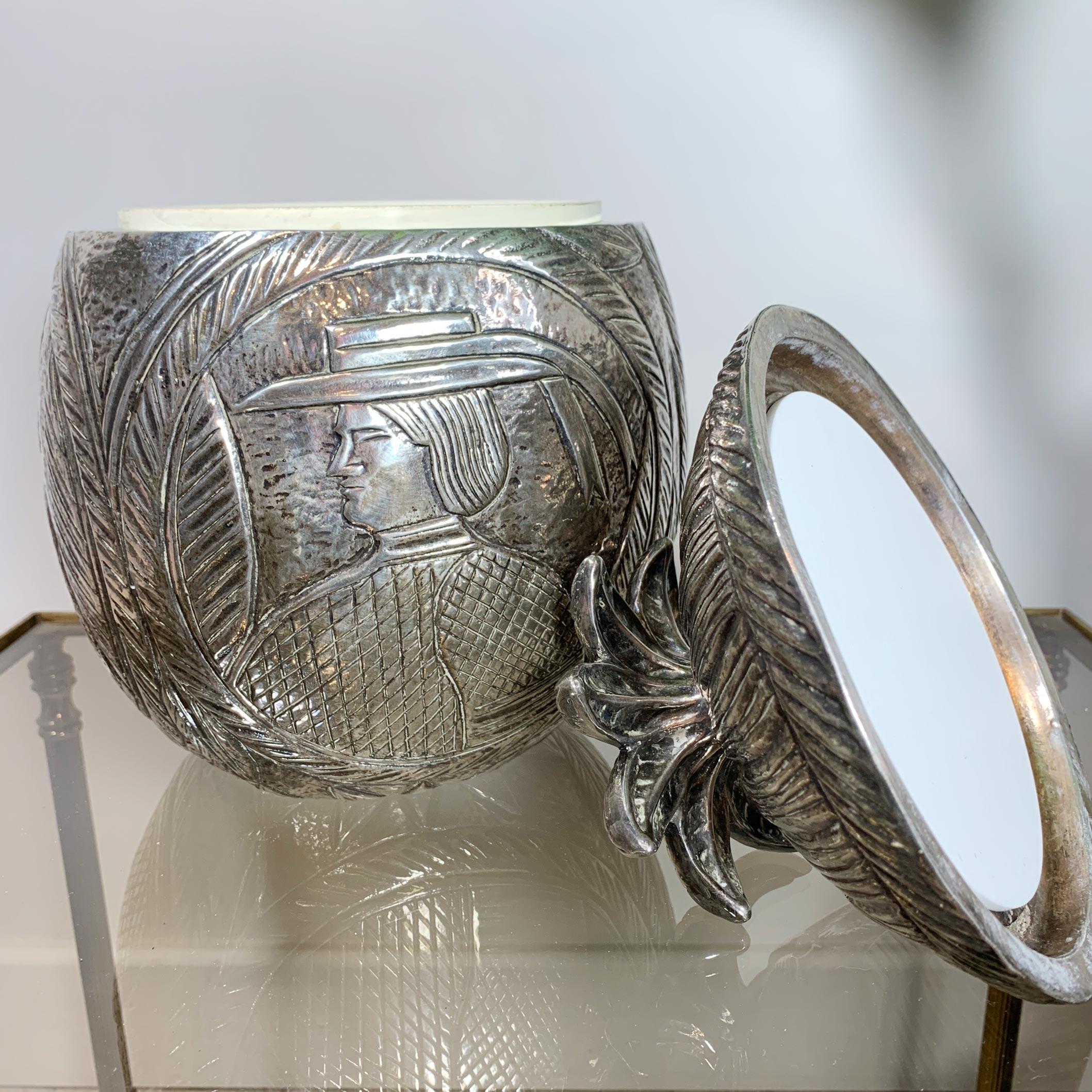 Mid-20th Century Modernist Silver Breton Design Ice Bucket in the Style of Marc Chagall 1950's For Sale