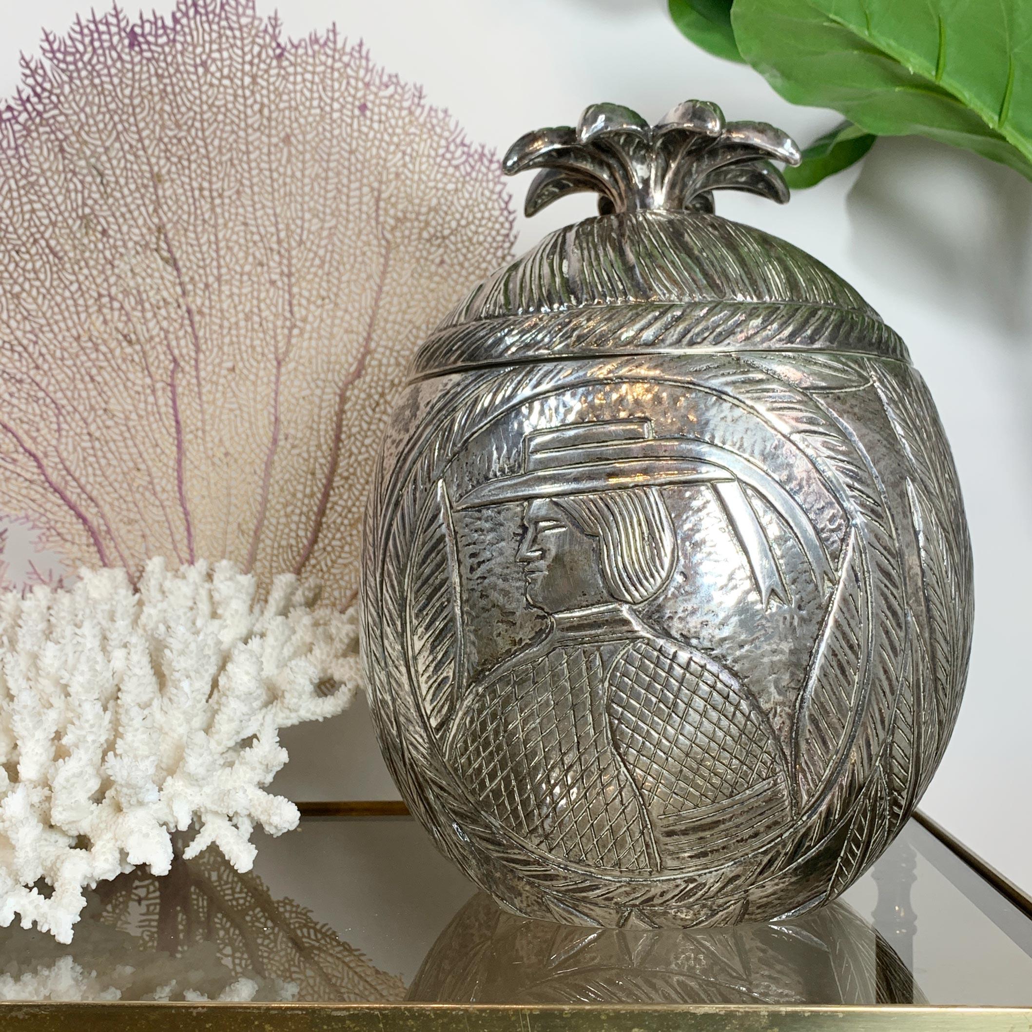 Modernist Silver Breton Design Ice Bucket in the Style of Marc Chagall 1950's For Sale 1