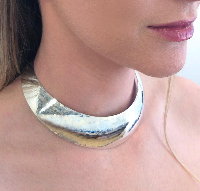 Modernist Silver Choker, Gerhard Herbst Studio Neck Piece, Midcentury Style In Excellent Condition For Sale In Encinitas, CA