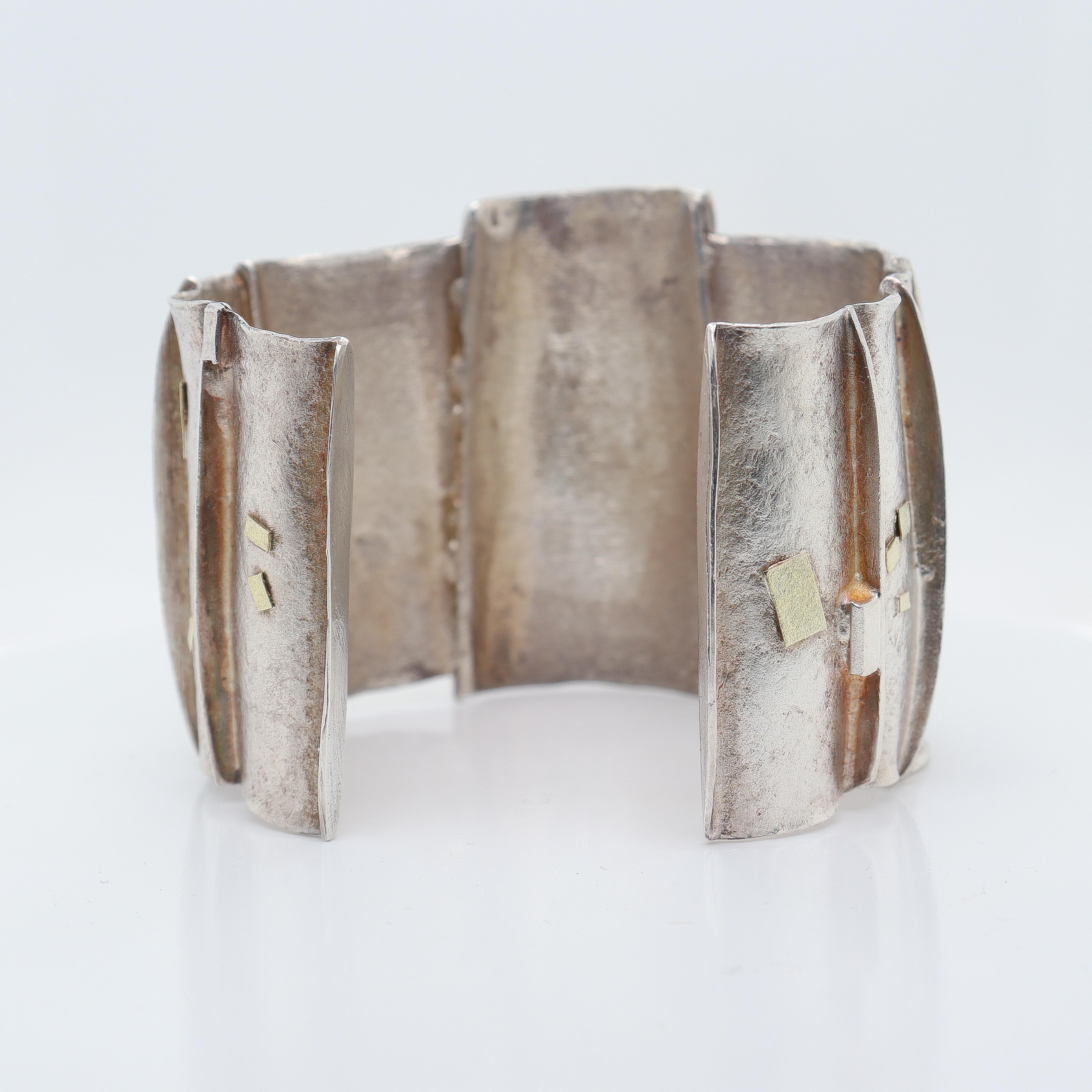 Bracciale modernista in argento, oro e ametista attribuito a Enid Kaplan In condizioni buone in vendita a Philadelphia, PA