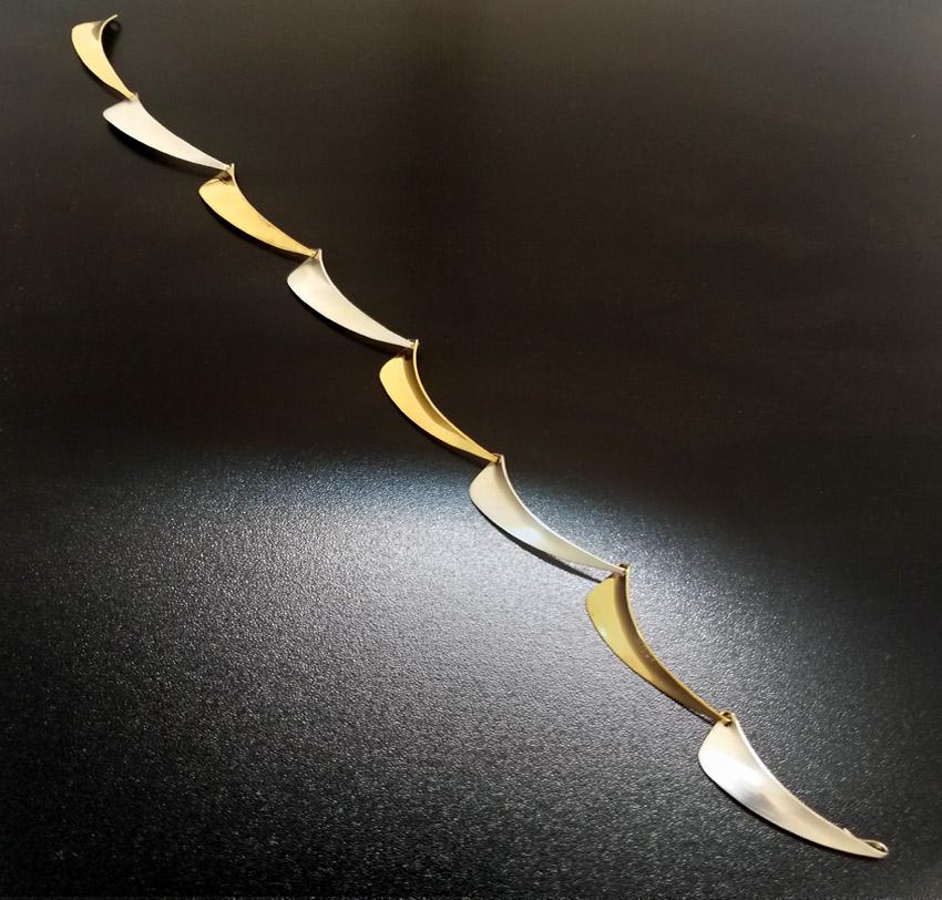 Modernistischer Silber-Gold-Halsband der Moderne, Vintage Gerhard Herbst Studio-Kragen  Damen im Angebot
