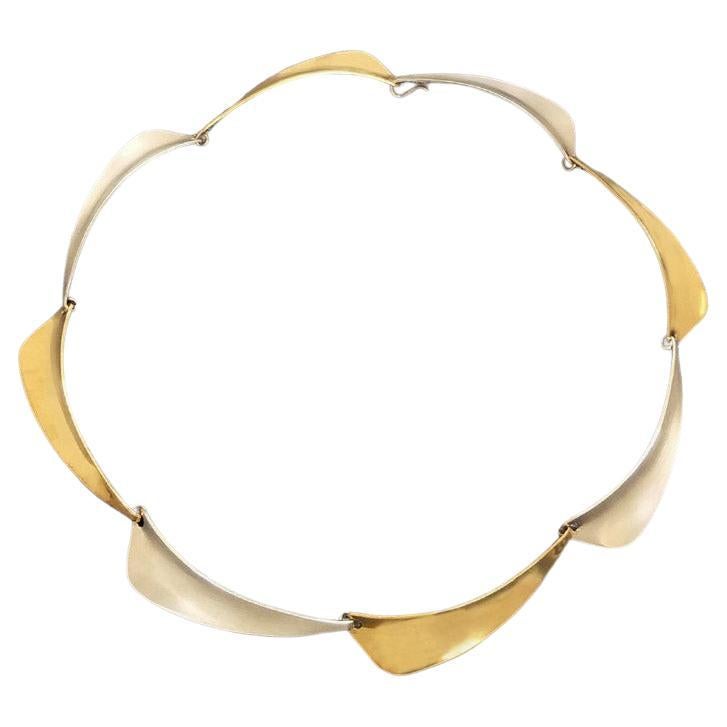 Modernistischer Silber-Gold-Halsband der Moderne, Vintage Gerhard Herbst Studio-Kragen  im Angebot