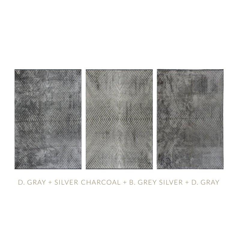 Alfombra semiplana suave de diseño abstracto modernista gris plata y verde azulado en venta 6