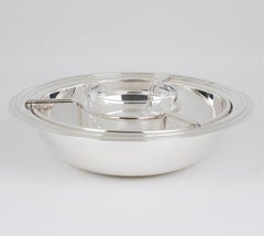 Modernist Silver Plate and Crystal Caviar Bowl Serving Dish, circa 1970