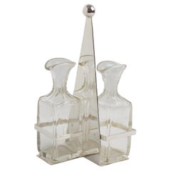 Modernist Silver Plate and Crystal Cruet Server, circa 1930