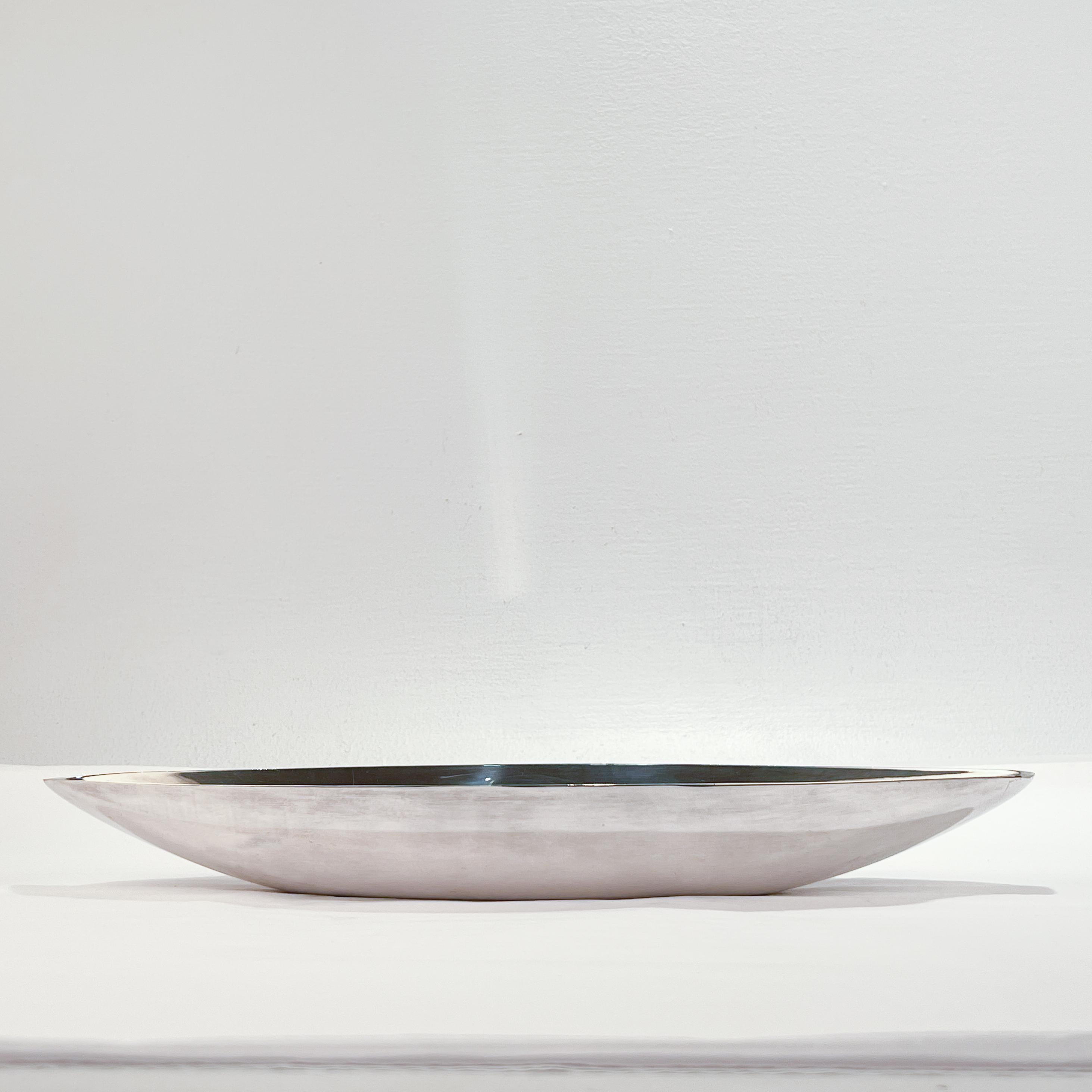 Modernist Silver Plate Fruit Bowl by Lino Sabattini for Christofle Gallia 1