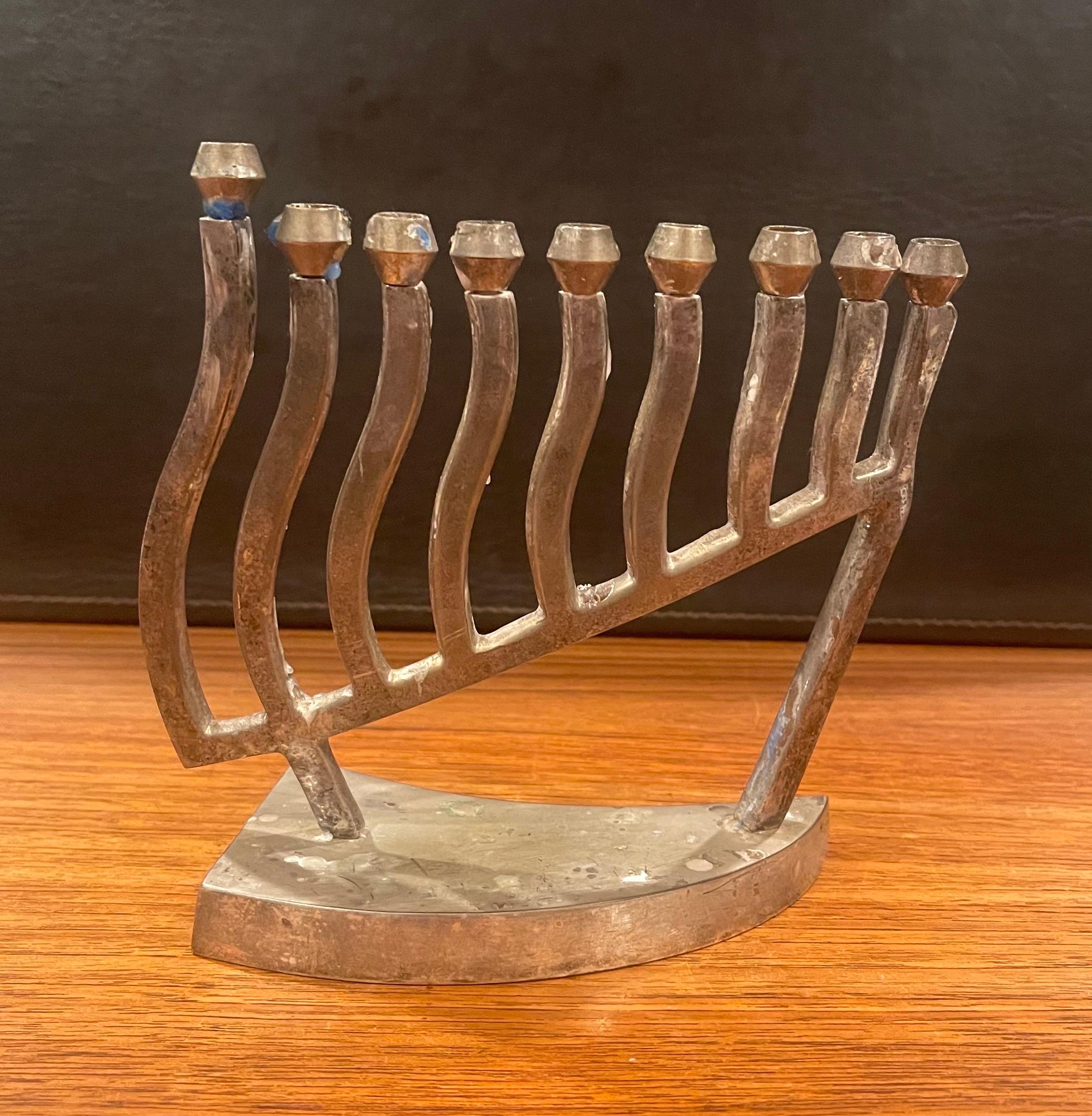 American Modernist Silver Plate Menorah For Sale