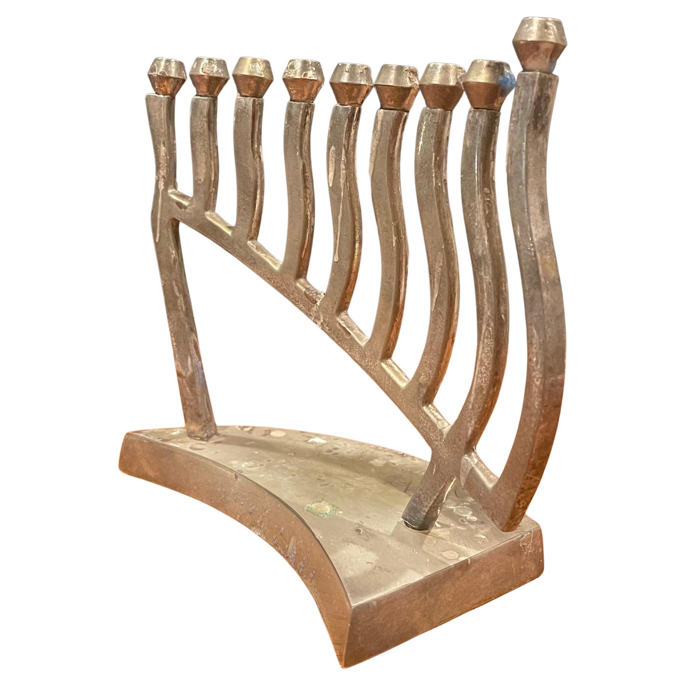 Antique Silver Plated Judaic Wall Mounted Hanukkah Menorah For Sale At 