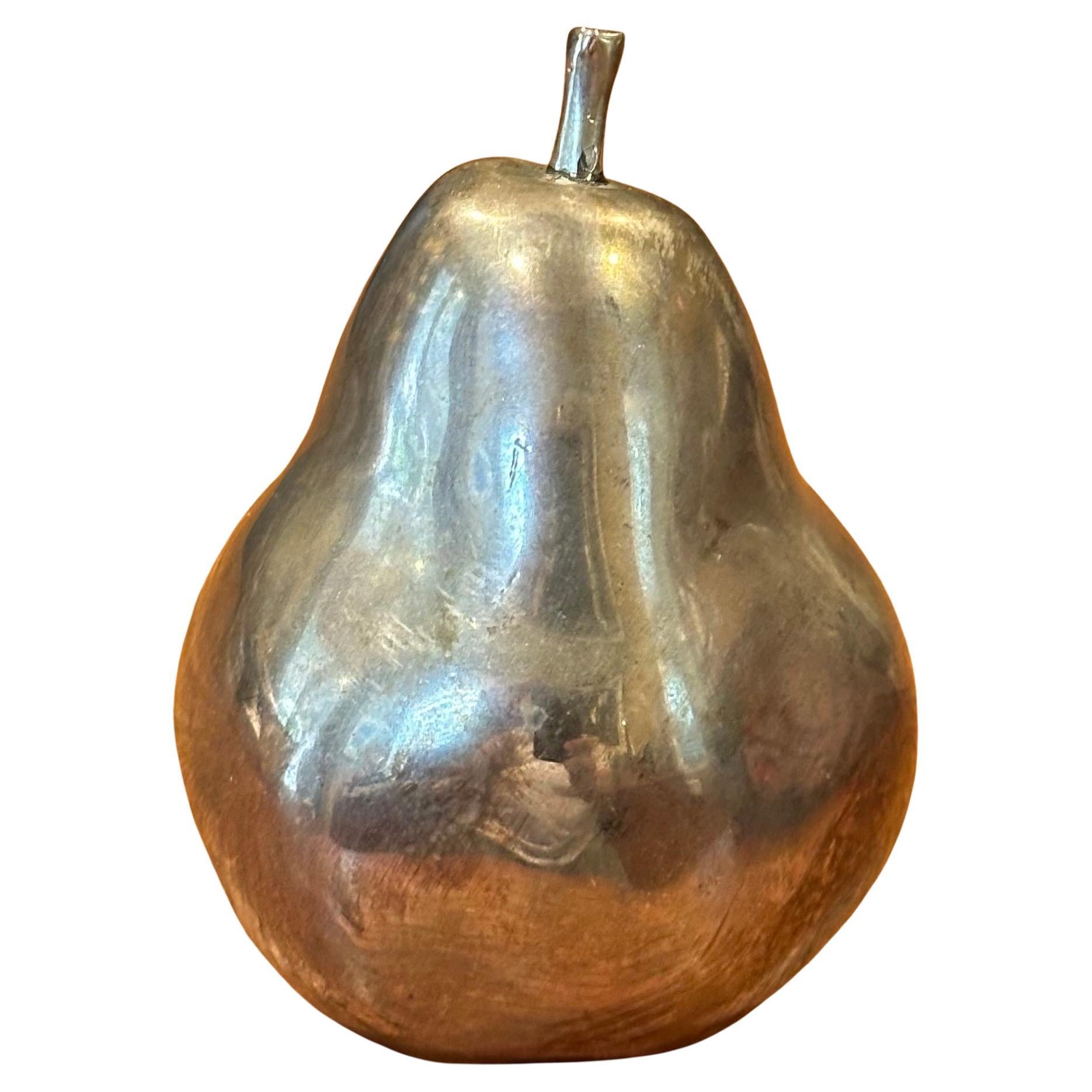 Modernist Silver Plate Pear Paperweight For Sale